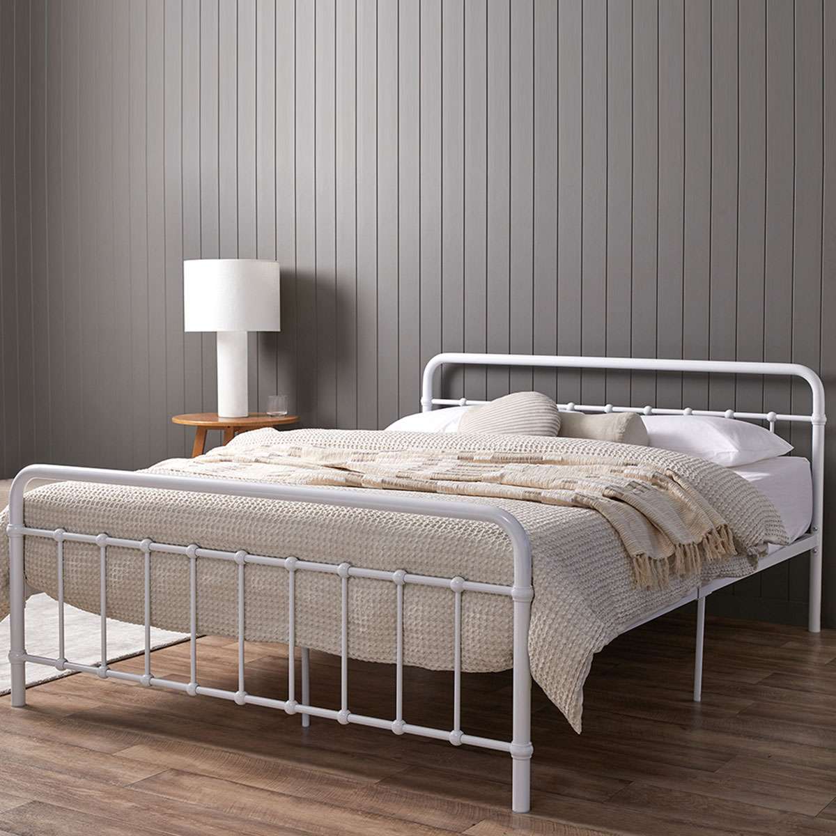 Sonata Queen Size Bed Frame - White Wooden Platform Bed for Bedroom | Modern & Minimalist Design, Sturdy & Durable, Easy Assembly | Perfect for Master Bedroom, Guest Room, or Apartment