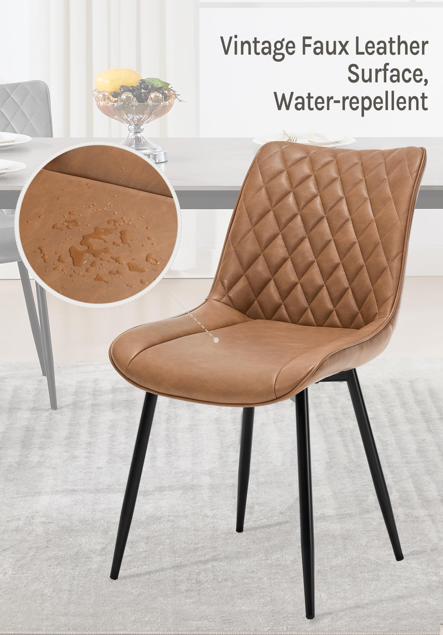WOLTU 4-Piece Counter Height Dining Chairs Set - Light Brown Leatherette Upholstered Kitchen Bar Stools with Padded Seat & Backrest - Perfect for Breakfast Nook, Kitchen Island, and Home Bar Seating