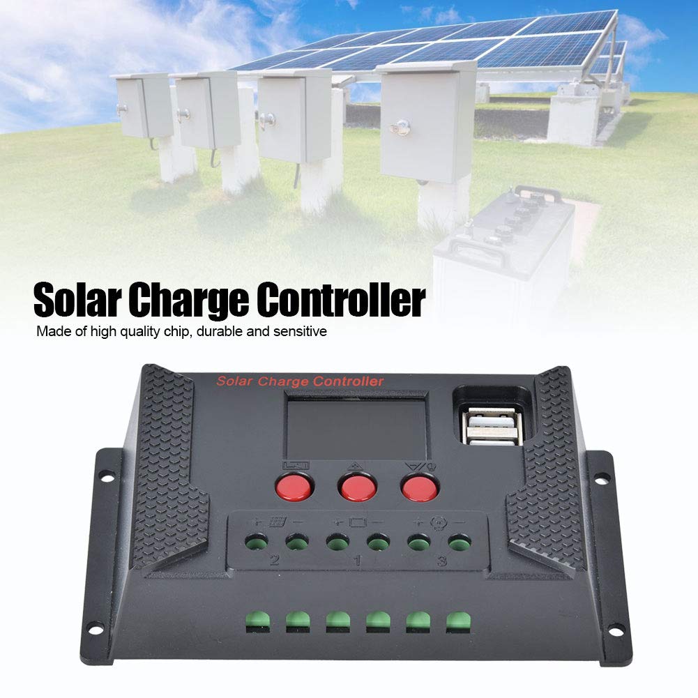 50A Solar Charge Controller with 1.5A USB Output - MPPT Photovoltaic Panel Charger for Lithium Iron & Ternary Polymer Batteries - Perfect for RV, Boat, Off-Grid Solar Systems & Emergency Power Supply