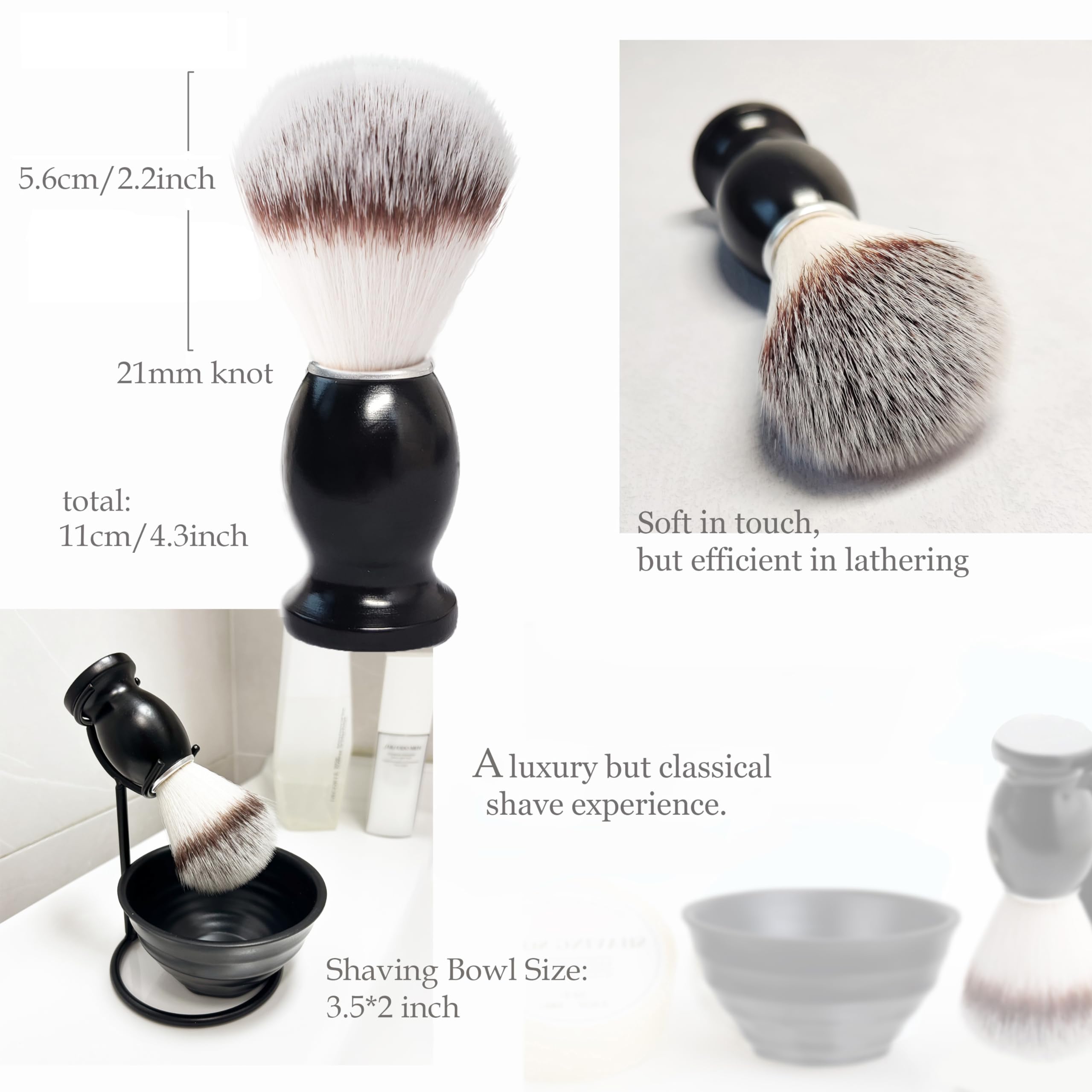 Best Men's Shaving Brush Set - 3 in 1 Synthetic Shaving Kit with Brush, Bowl & Stand (Set 2) - Perfect for Wet Shaving & Beard Care Routine