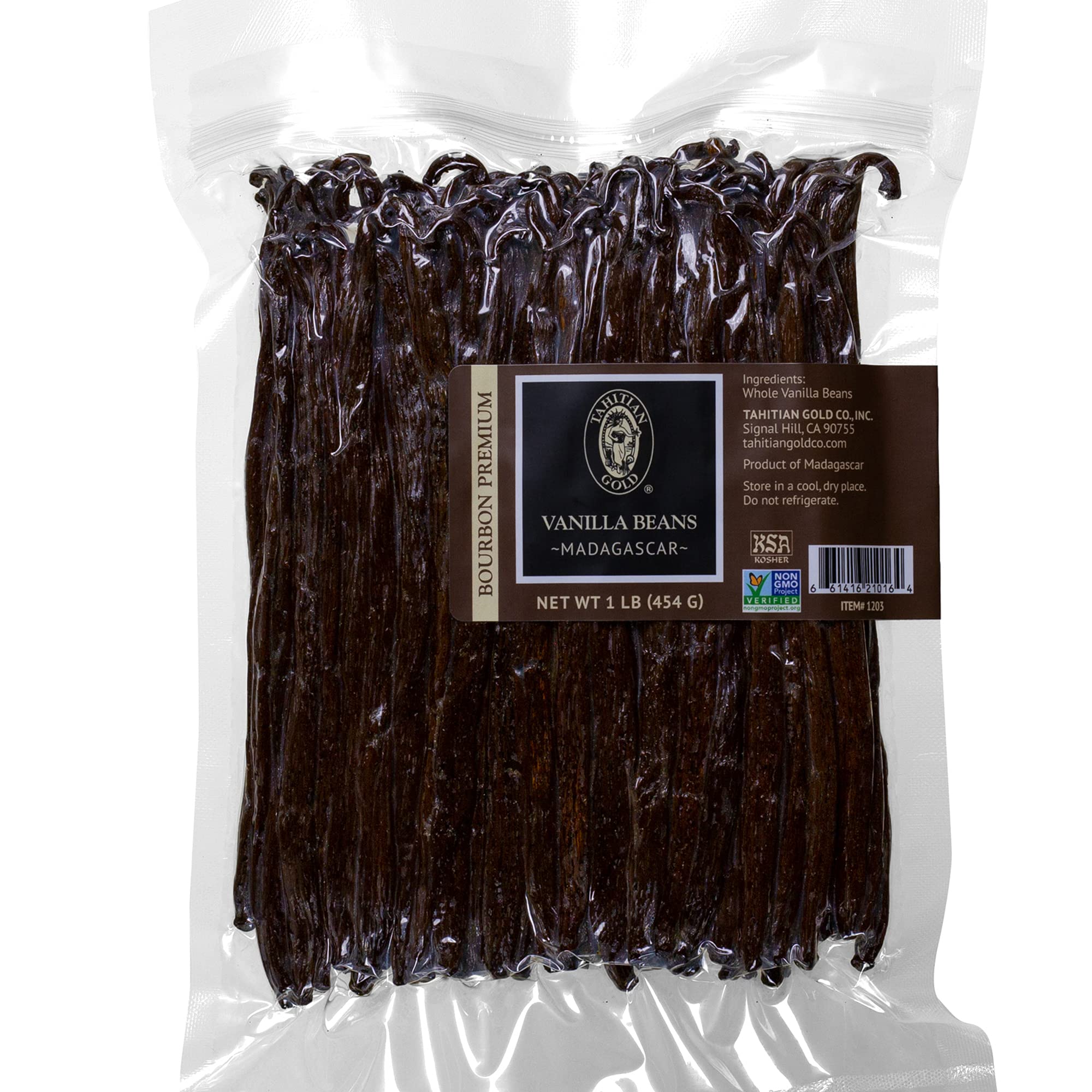 Premium Madagascar Bourbon Vanilla Beans - Tahitian Gold Gourmet Grade, Non-GMO Project Verified, 1 Pound Bag - Perfect for Baking, Desserts & Homemade Extracts
