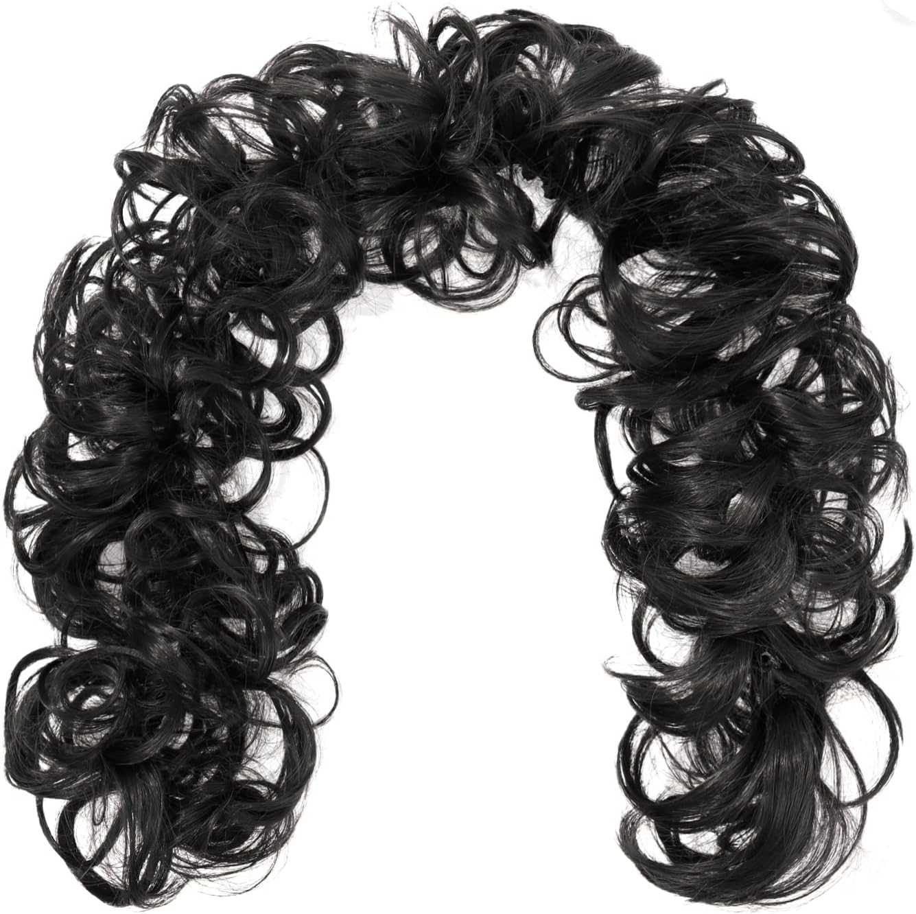 Majik Elastic Stretchable Curly Wavy Frill Hair Extensions for Juda Maker & Ponytails - Black Mix Color | Messy Boho Hairstyles for Parties, Weddings & Cosplay