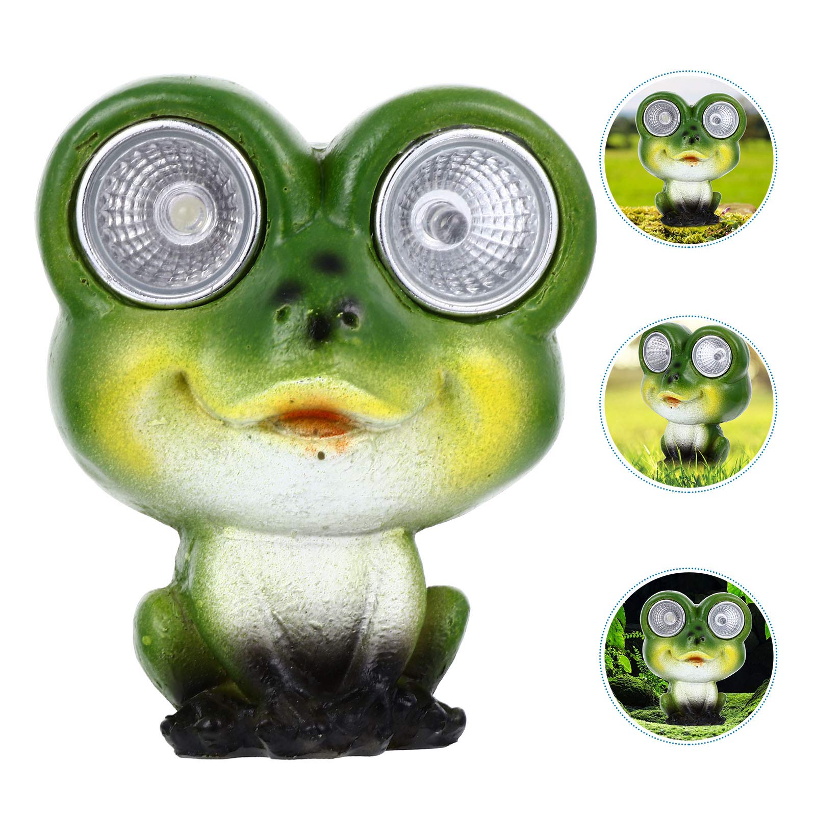 Solar Powered Frog Lawn Ornament - Green Resin Garden Decor with LED Solar Lights for Outdoor Patio, Yard & Pathway Decoration | Weatherproof Art Craft for Garden, Backyard & Landscape Lighting