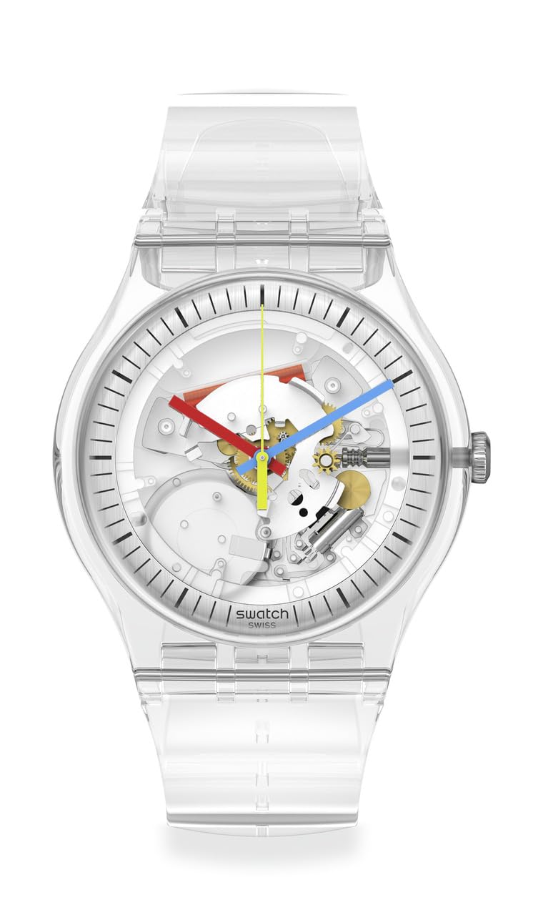 Swatch New Gent BIOSOURCED Clearly Quartz Watch - Stylish Eco-Friendly Unisex Timepiece for Everyday Wear & Casual Outfits