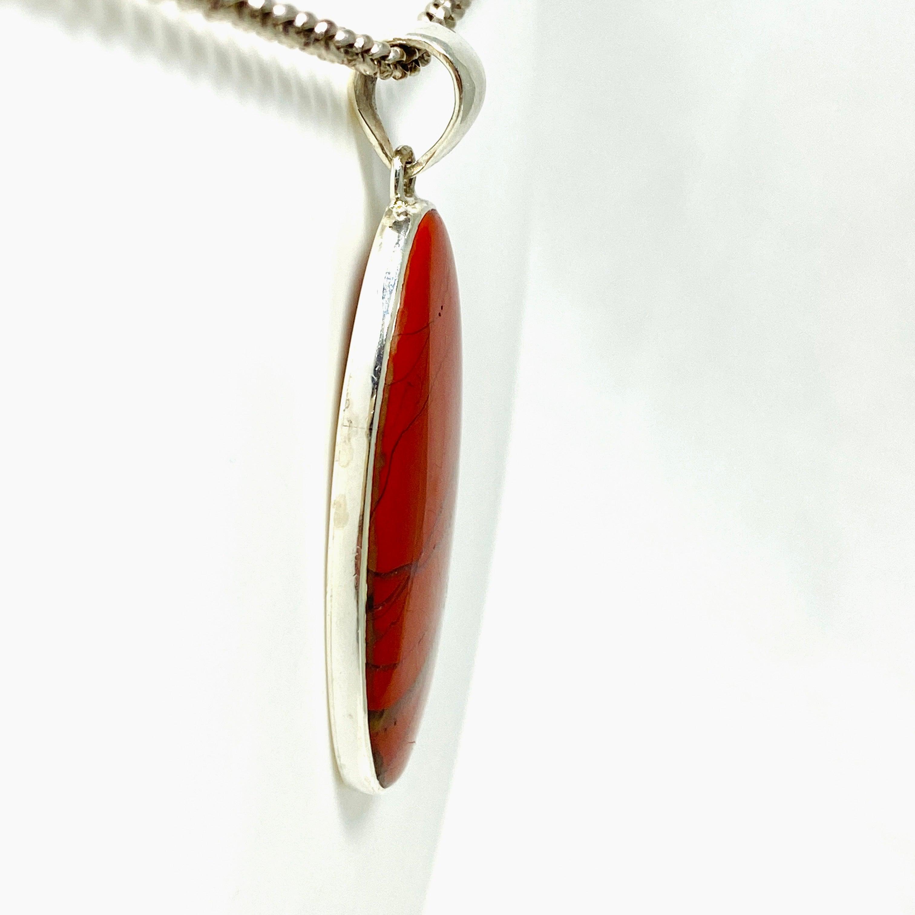 Red Jasper Oval Pendant Necklace - Natural Stone Jewelry KPGJ4442 for Healing, Protection & Spiritual Balance | Perfect for Meditation, Yoga & Energy Work