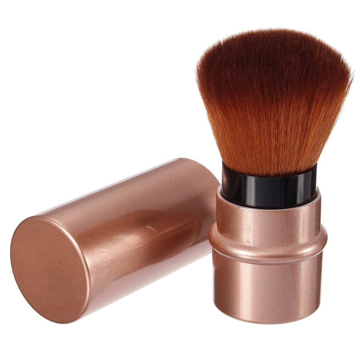 KIRA Retractable Cosmetic Brush for Powder, Blush, Concealer & Mineral Makeup - Portable Travel Brush with Cover - Perfect for On-the-Go Touch Ups & Professional Makeup Application (Pack of 1)