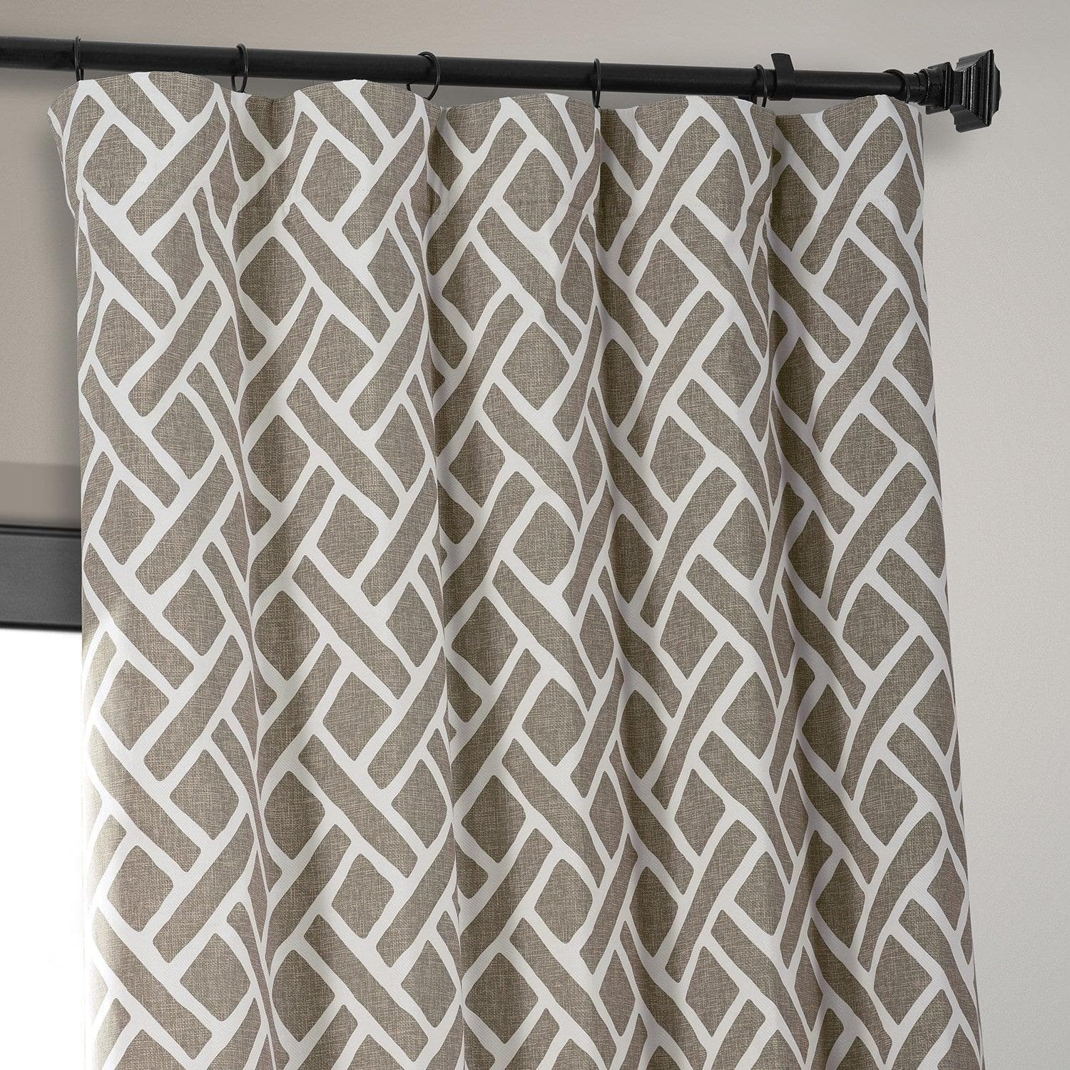 Martinique Taupe Geometric Printed Cotton Blackout Curtains for Bedroom & Living Room - Thermal Insulated Window Drapes for Hotels & Home Decor