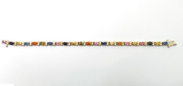 7.80ct Natural Sapphire & Diamond Bracelet in 14K Gold - Multicolor Gemstone Jewelry for Women, Perfect for Weddings, Anniversaries & Special Occasions