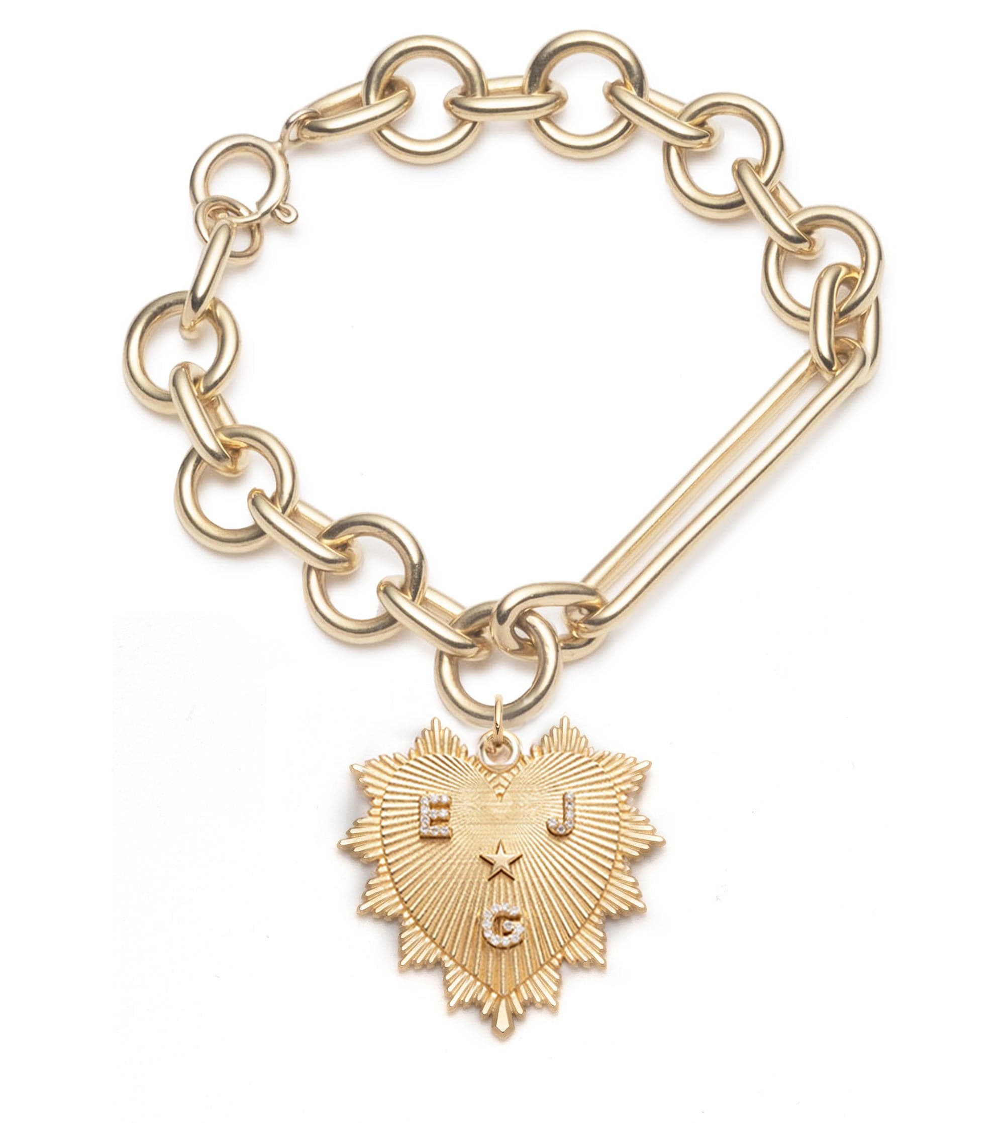 Personalized Heart Mixed Oversized Clip Bracelet - Stylish Adjustable Charm Bracelet for Women, Gift for Her, Perfect for Valentine's Day, Anniversary & Everyday Wear