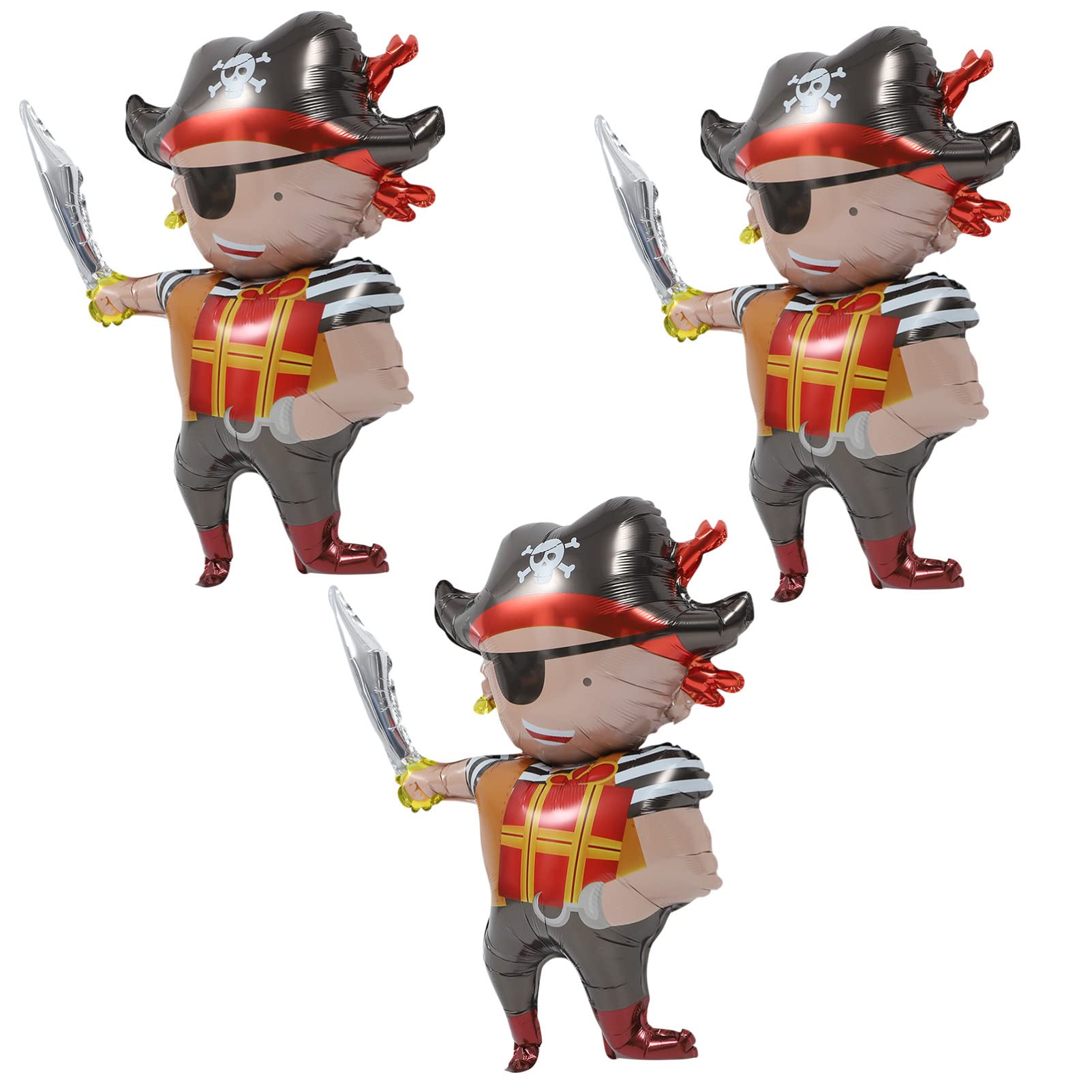 3pcs Pirate Captain Balloon Set - Aluminum Foil Balloons for Pirate Themed Birthday Party Decorations | Perfect for Boys' Birthday, Wedding, and Pirate Party Decor