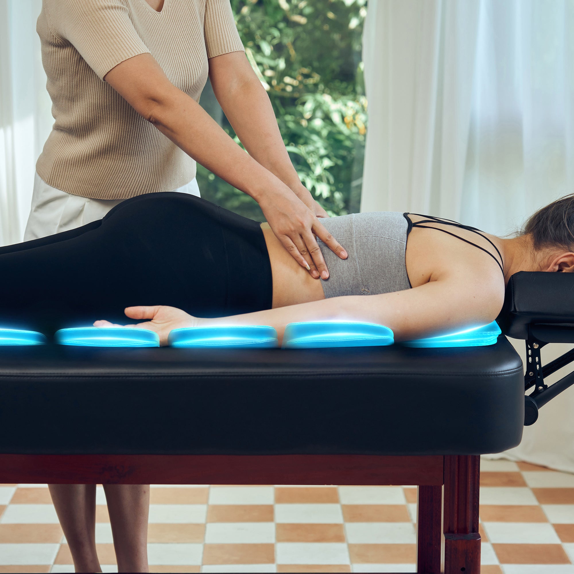 **30 AirMaster Full Body Stretching Massage Table with Airbags - 3D Lumbar Traction for Neck, Back, Waist & Hip Pain Relief - Professional & Home Use Chiropractic Table (Mahogany Frame) - Perfect for Physical Therapy, Home Relaxation & Spa Treatments**