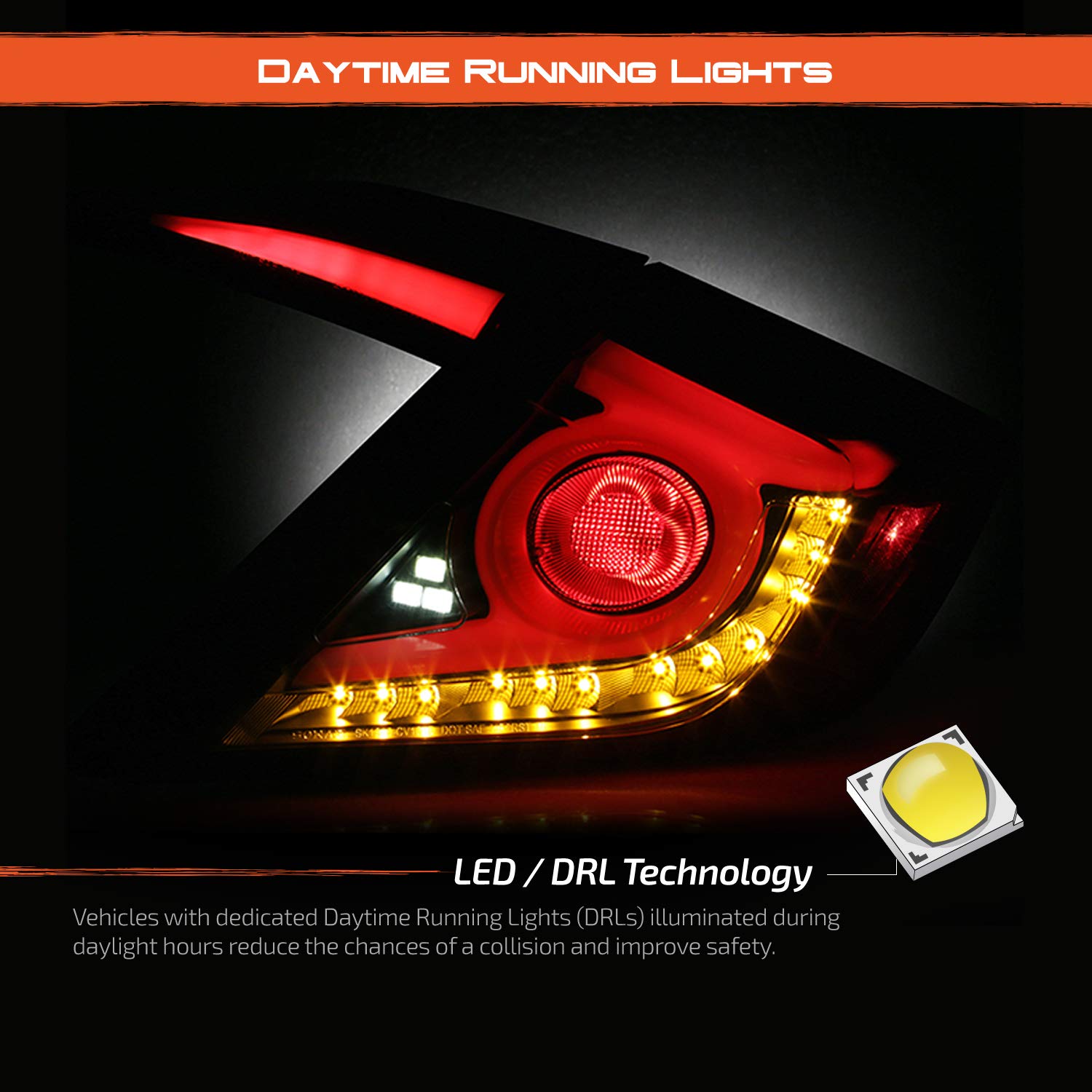 AKKON Black Smoked LED Tail Lights for 2016-2021 Honda Civic Sedan - Sequential Amber Turn Signals & Brake Lamps - Direct Fit Replacement - Enhances Style & Safety for Night Driving & Daily Commute