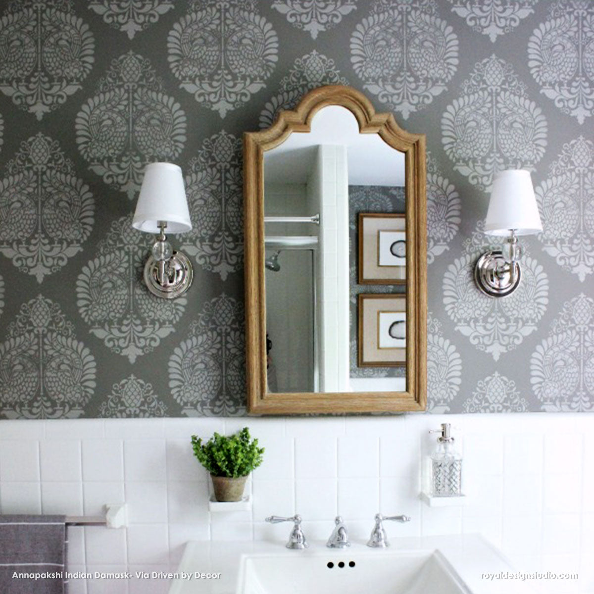 Annapakshi Indian Damask Wall Stencil - Reusable DIY Painting Template for Home Decor, Mandala Art, and Wall Murals | Perfect for Bedroom, Living Room, and Nursery Decoration