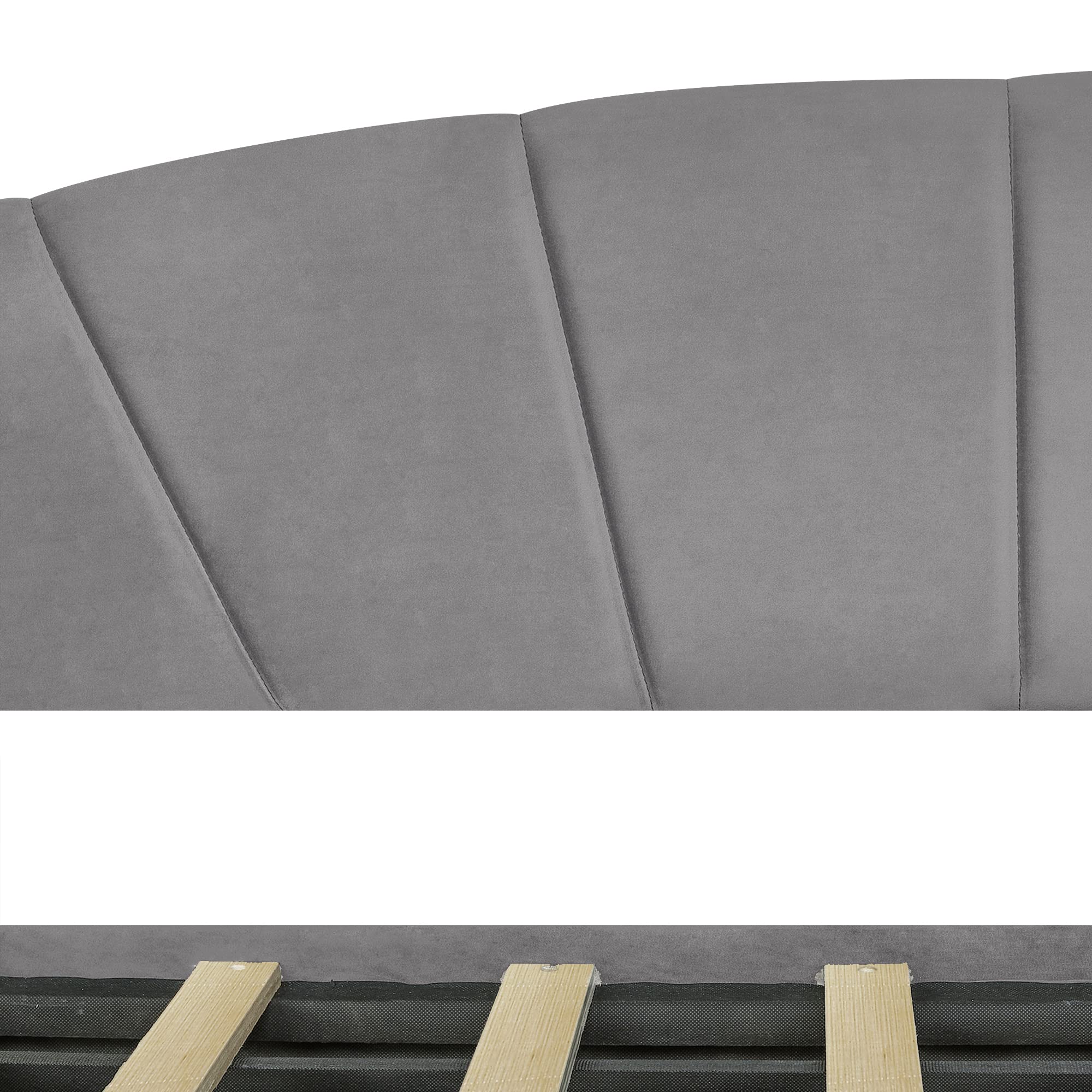 LZ LEISURE ZONE Queen Size Upholstered Daybed with 2 Drawers & Wood Slat Support - Gray Sofa Bed for Guest Room, Living Room or Home Office