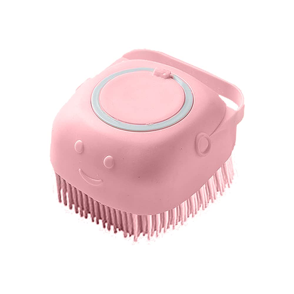 SYGA Silicone Bath Brush for Baby Showers, Adults & Pets - Soft Skin Scrubber with Shampoo Filling, Back Massage & Exfoliating Towel (Pink) - Perfect for Infant Bath Time, Spa Days & Pet Grooming