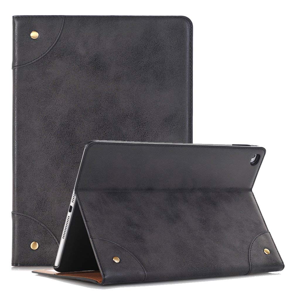 Premium TechCode Luxury Book Style Folio Stand Case with Magnetic Flip Cover & Card Slots for 10.5-inch iPad Air 3 (2019 Model) - Perfect for Work, Travel & Home Use - Black