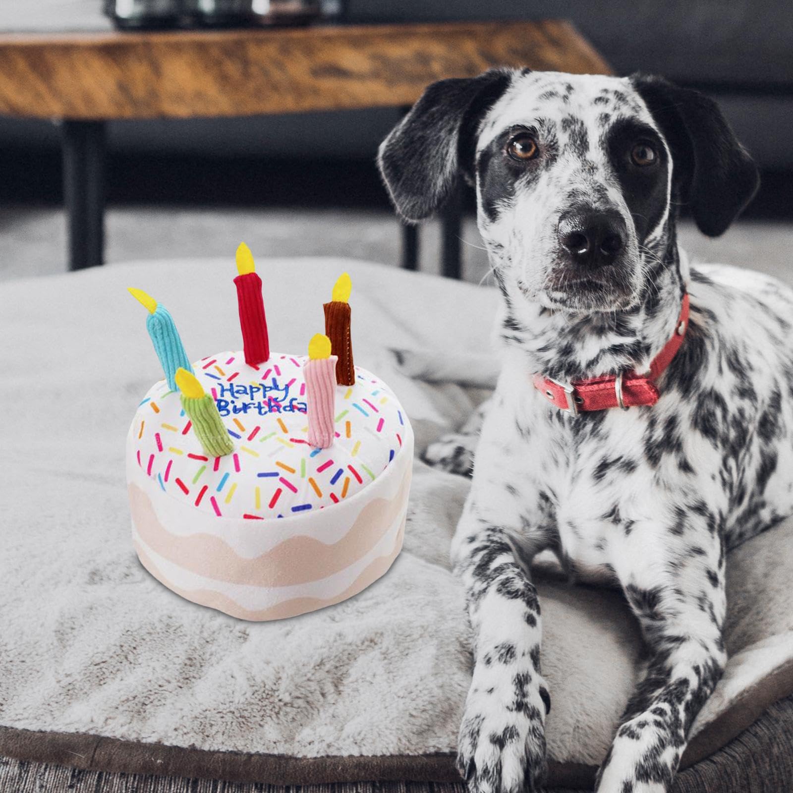 Soft Plush Dog Toy - Interactive Chew Toy for Puppies & Dogs, Candle Cupcake Design for Play & Exercise, Perfect for Birthday Gifts & Training (Ideal for Indoor Play & Teething Puppies)
