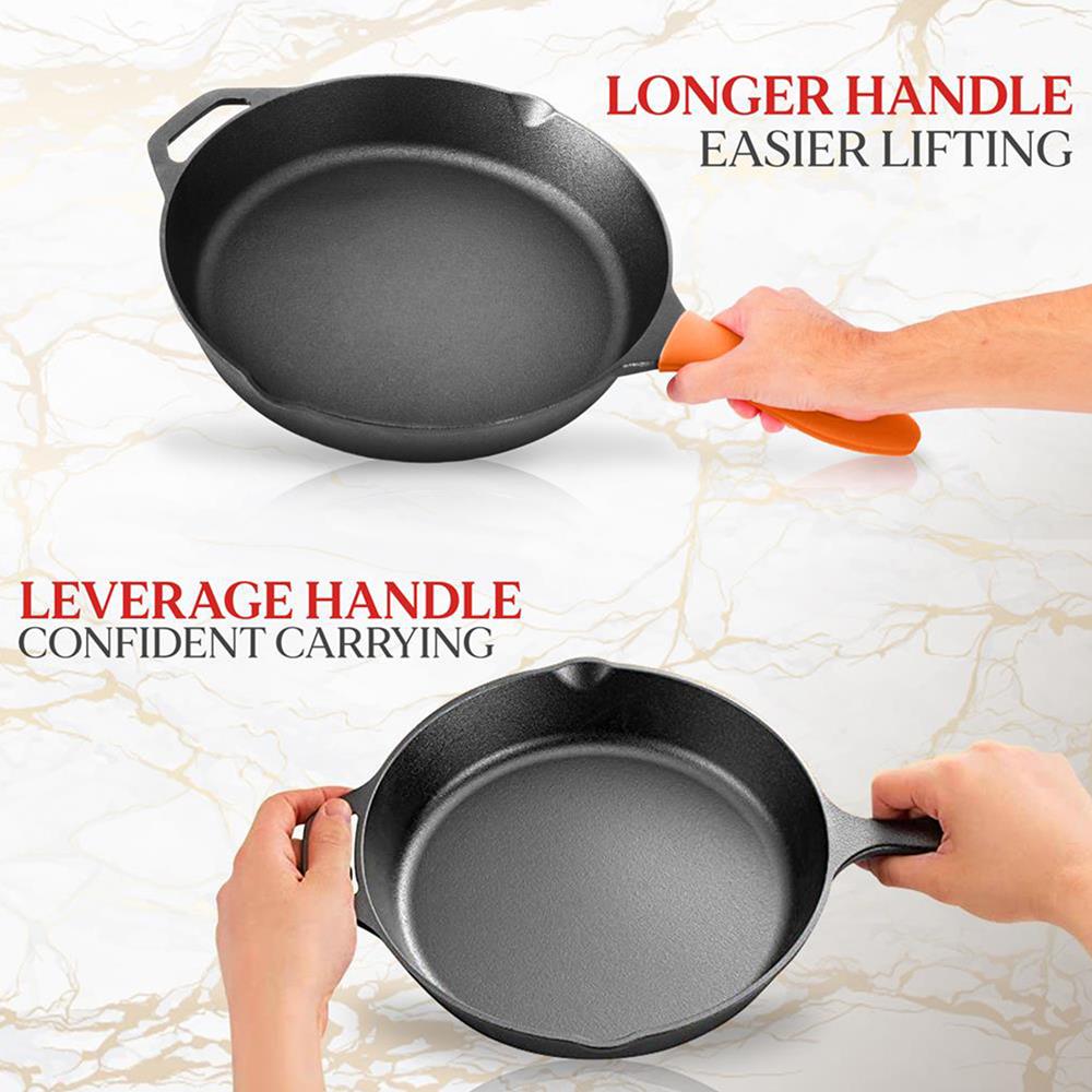 Pre-Seasoned Cast Iron Skillet - 12 Inch Heavy Duty Pan for Searing, Baking & Frying - Perfect for Stovetop, Oven & Camping Cooking