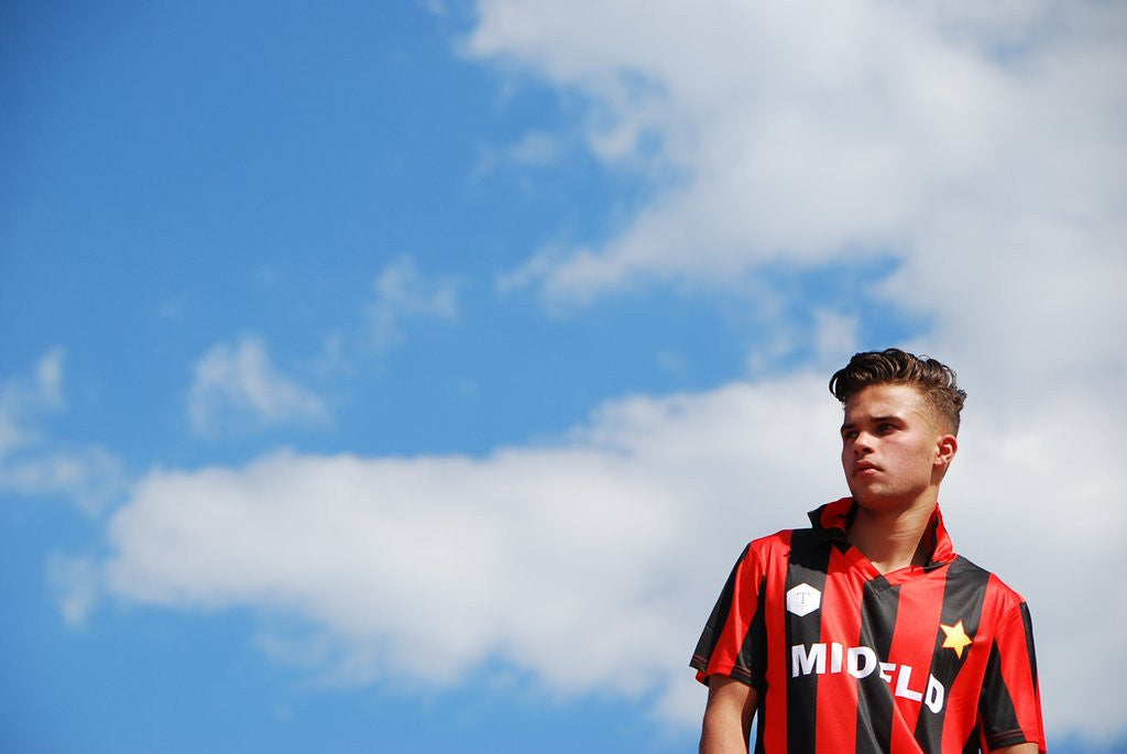 MIDFLD x Terrace Club Retro Milan Inspired Soccer Jersey – Vintage Football Shirt for Men & Women – Perfect for Matchdays, Training & Casual Wear
