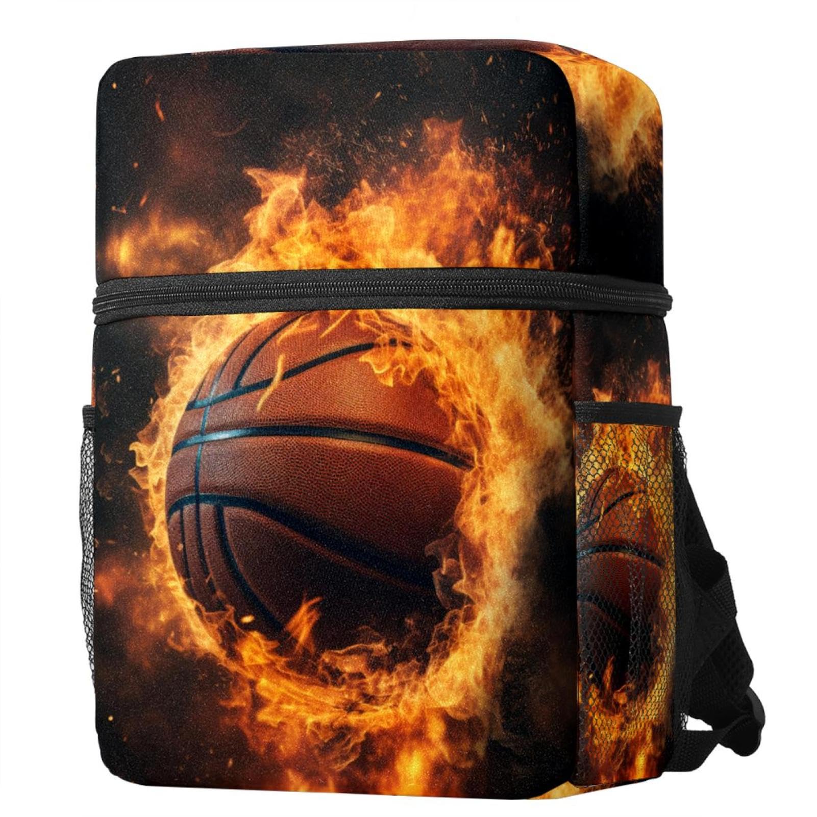 Stylish Travel Backpacks for Women & Men - Waterproof Flame Retro Basketball Backpack for Hiking, Gym, School & Work