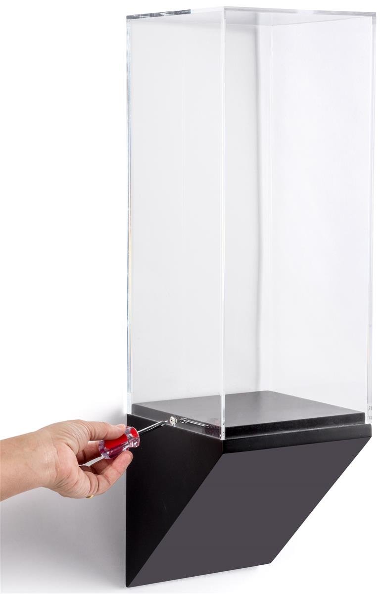 Displays2go Wall Wedge Shelf Pedestal - Acrylic & MDF Construction in Black with Clear Finish (DCWWDG8BK) | Perfect for Retail Displays, Home Decor, and Office Organization