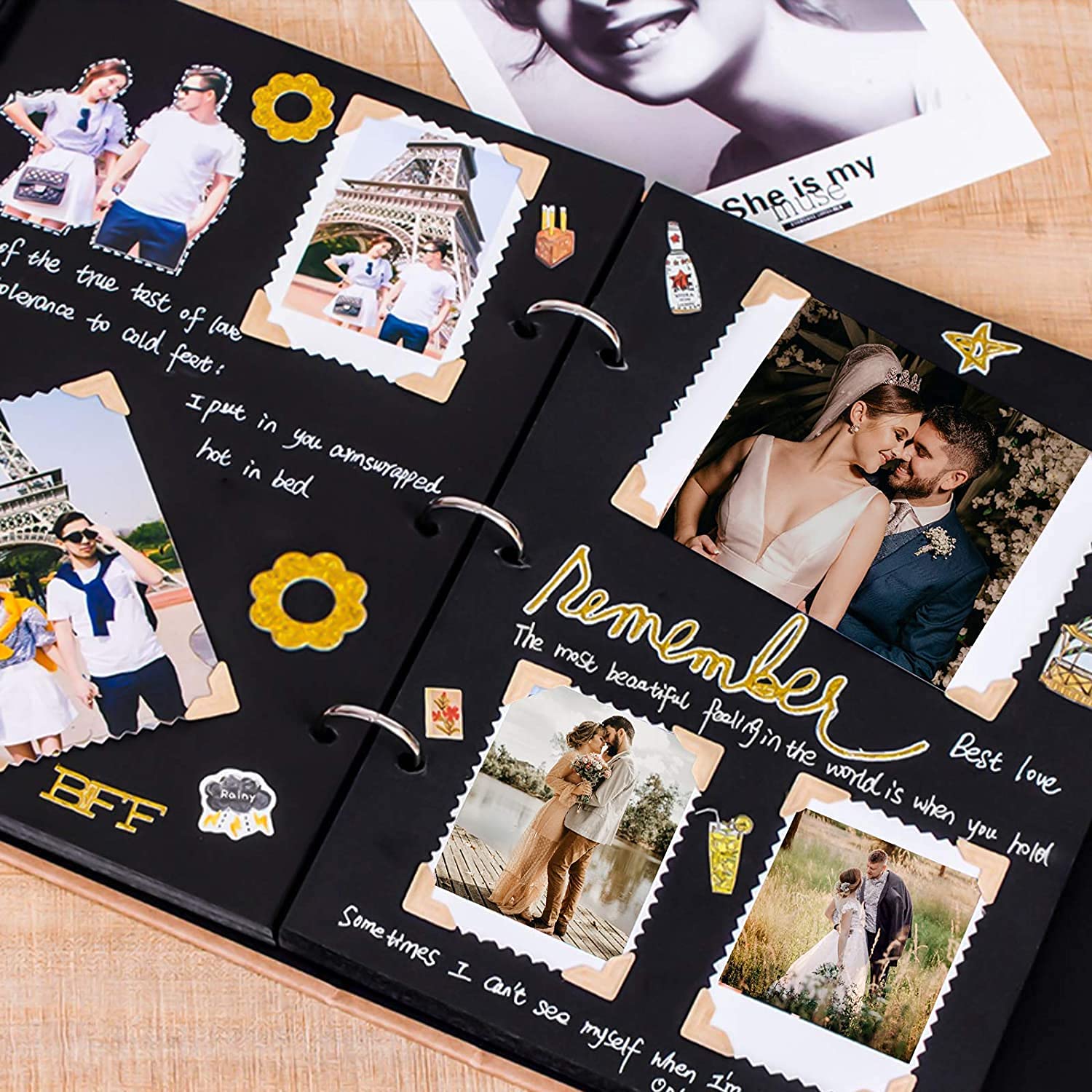 Vienrose DIY Scrapbook Photo Album Kit - 60 Pages 12x12 Inch Hardcover with Pens, Tapes & Stickers - 3-Ring Removable Black Paper Scrapbooking for Wedding, Anniversary, Birthday & Memory Keeping (Purple)
