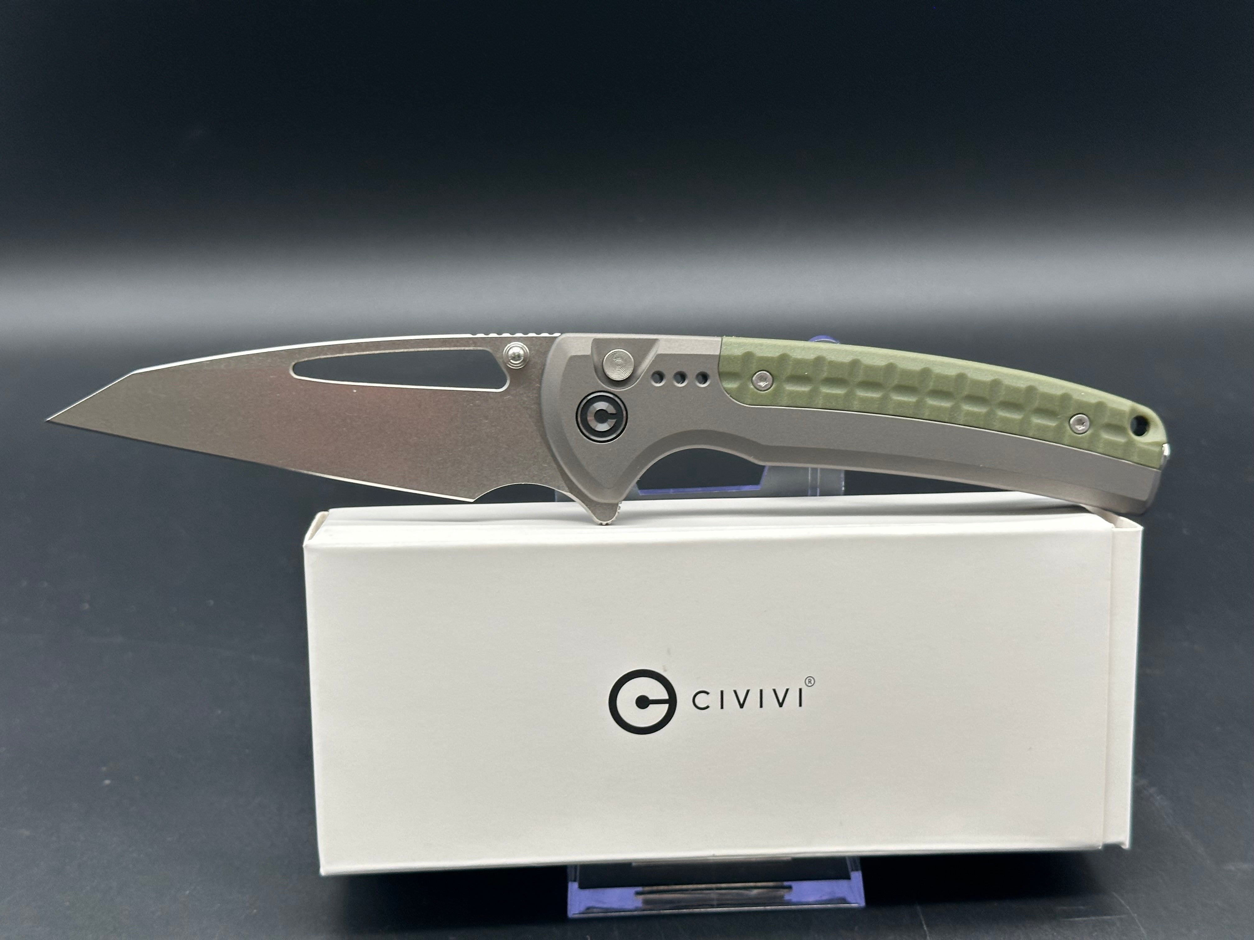 CIVIVI SENTINEL STRIKE Folding Pocket Knife - Gray Aluminum Handle, K110 Steel Blade, Reverse Tanto Plain Edge, Stonewash Finish | EDC, Camping, Hiking & Outdoor Survival Tool