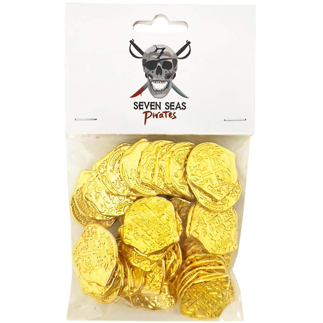 100 Gold Doubloon Coins - Metal Pirate Treasure Replicas for Party Decorations, Pirate Themed Events & DIY Craft Projects