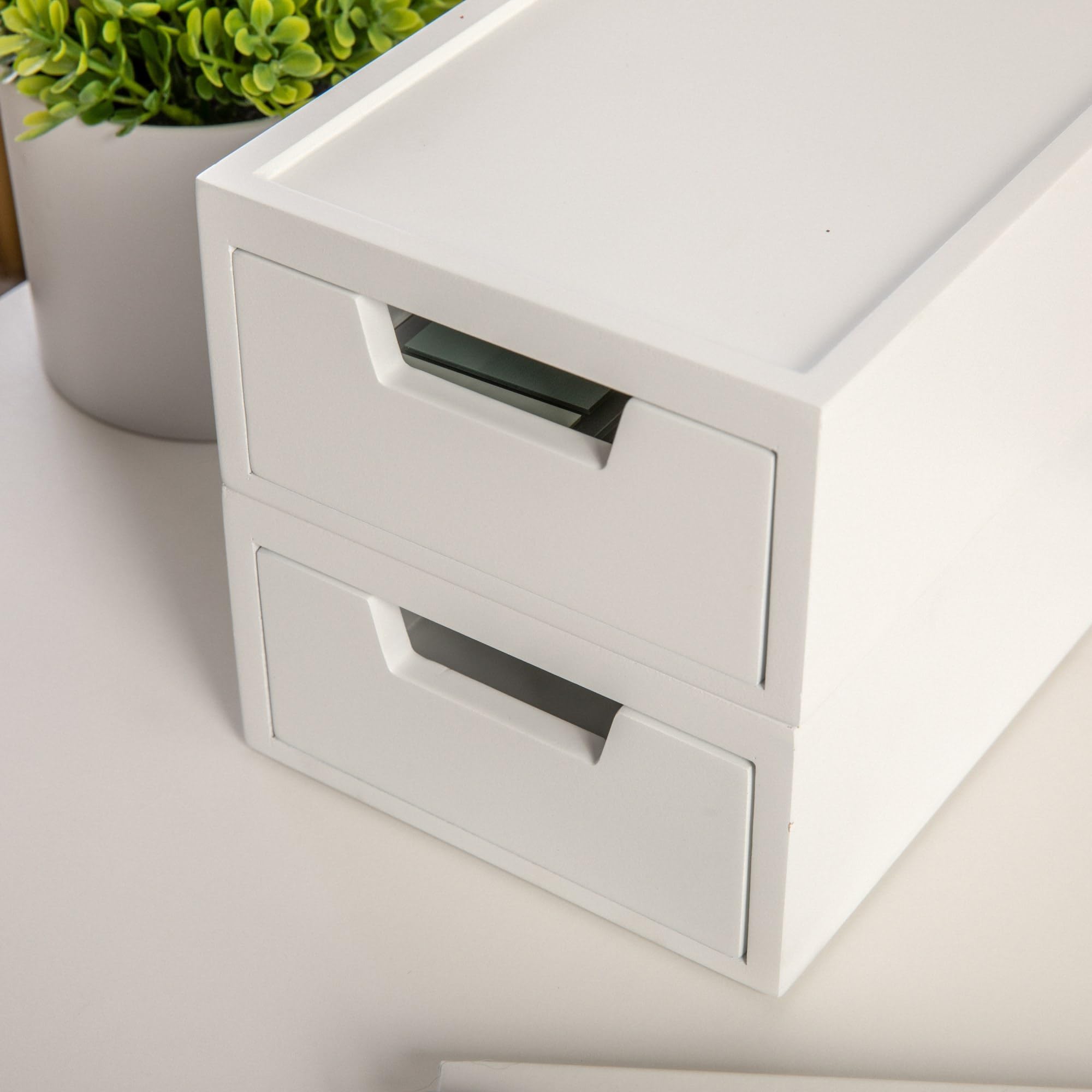Weston Stackable Wooden Storage Boxes - 2 Pack, White | Home & Office Organizer