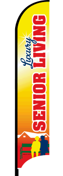 Premium Feather Flag Banner for Luxury Senior Living - High-Quality Custom Flag for Retirement Communities & Assisted Living Facilities - Perfect for Outdoor Events, Grand Openings & Promotions