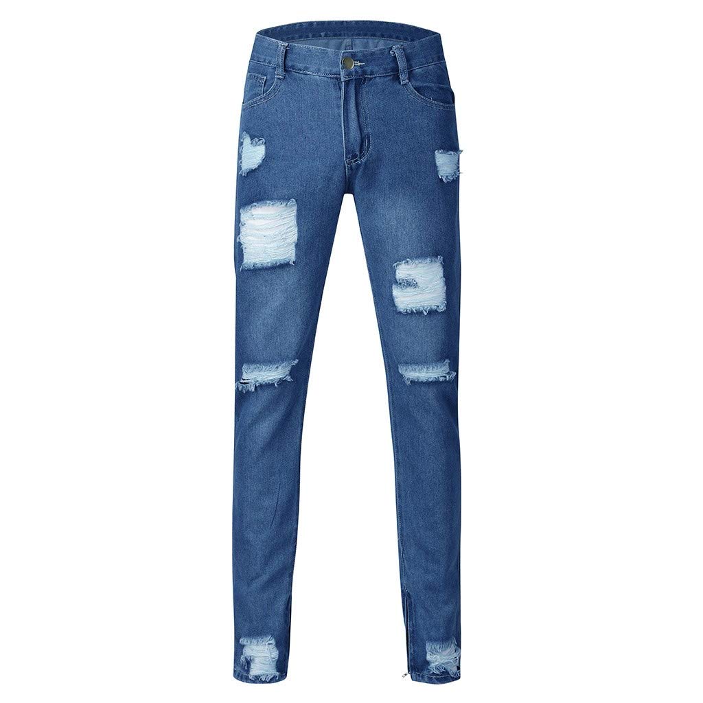 TEVEQ Men's Slim Fit Distressed Denim Jeans - Stylish Streetwear Pencil Pants for Casual Wear & Everyday Outfits