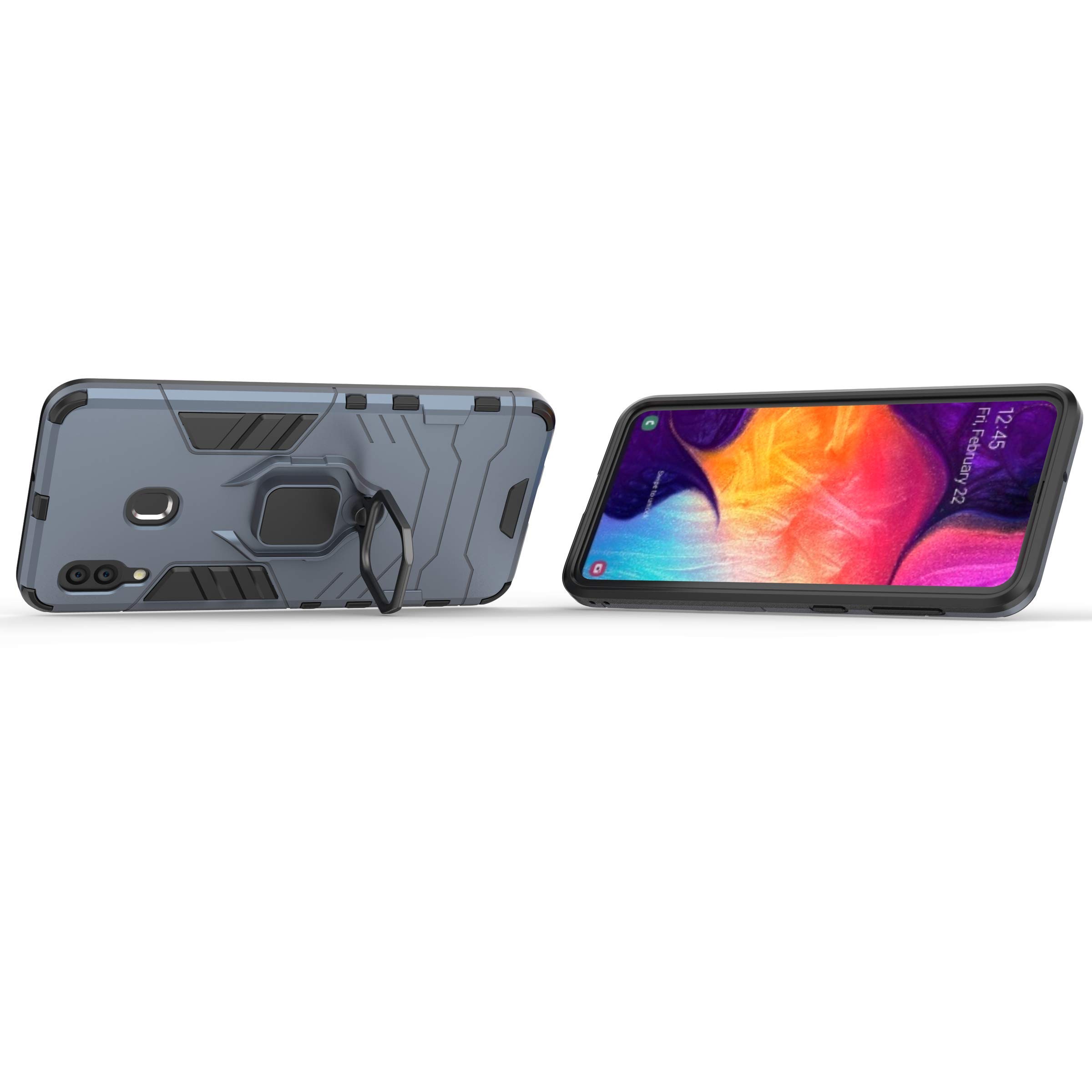 Samsung Galaxy A20s Case (2019 Model SM-A207F/DS, SM-A207M/DS, SM-A2070) - 360° Rotating Ring Holder with Magnetic Car Mount & Kickstand - Blue - Perfect for Driving, Work, and Everyday Protection