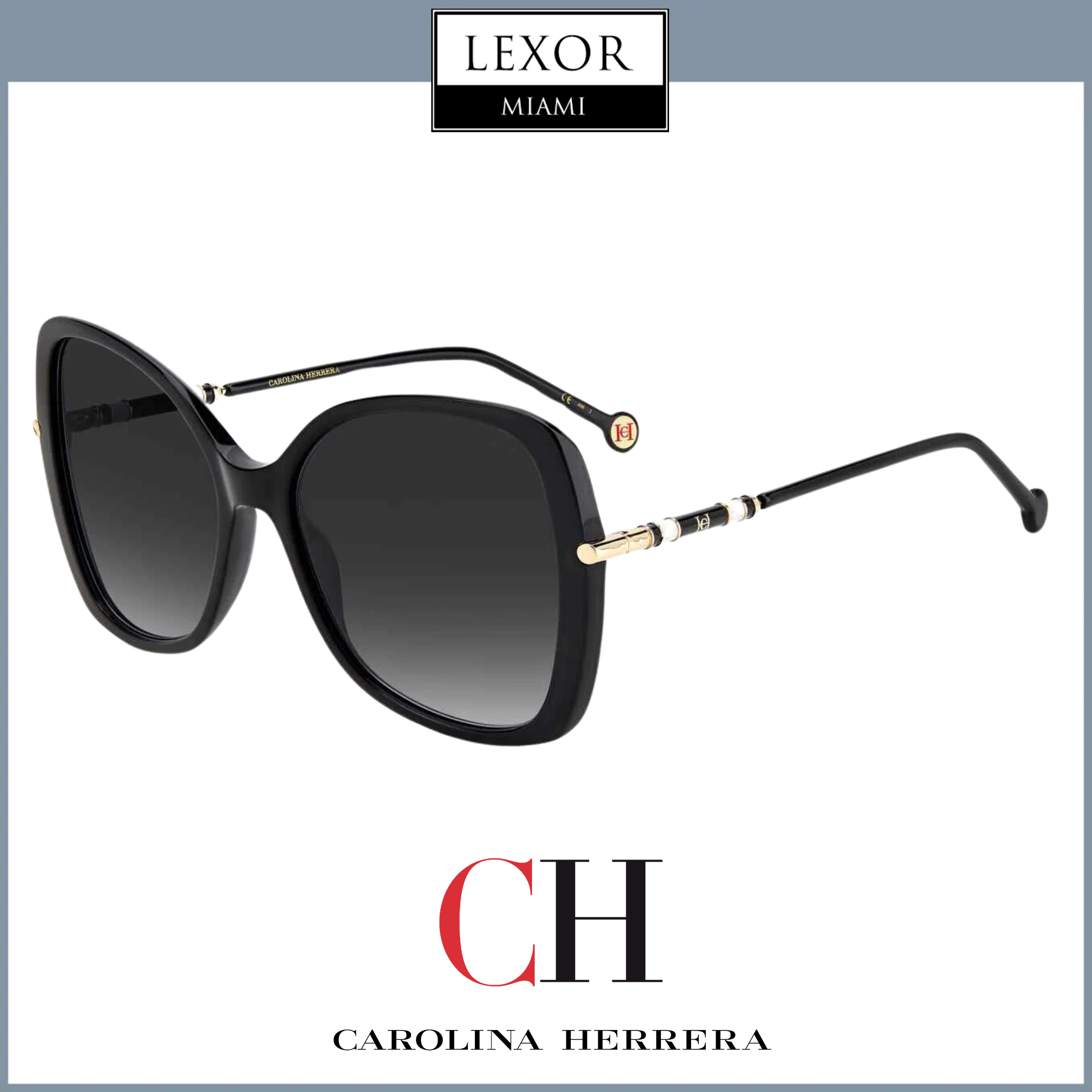 Carolina Herrera CH 0025/S 0807 90 Black Women's Sunglasses - Stylish UV Protection for Fashion & Outdoor Activities