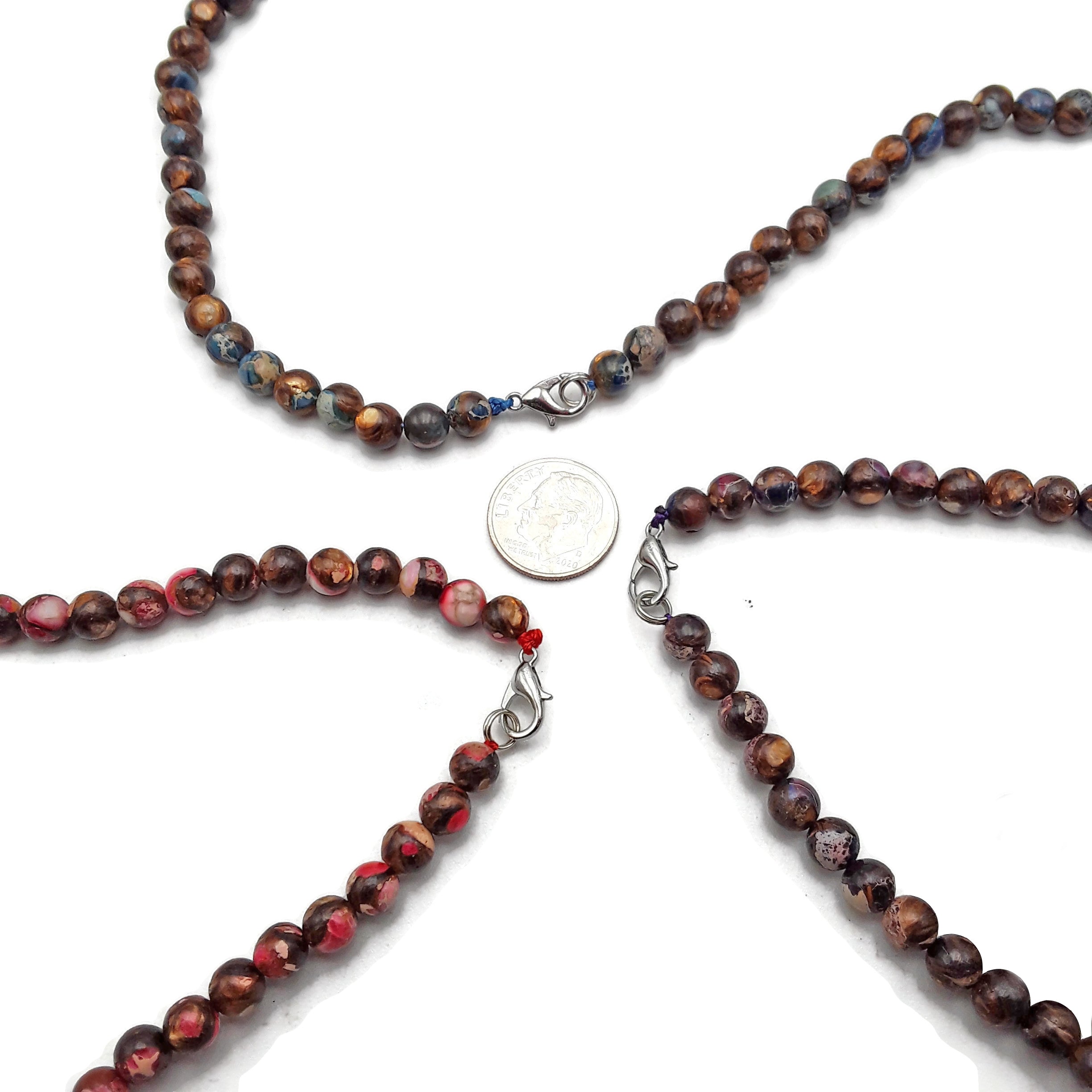 Bronzite Blue Pink Purple Impression Jasper Diamond Pendant Necklace - 19 Inch Adjustable Chain for Women - Perfect for Gifts, Weddings & Special Occasions