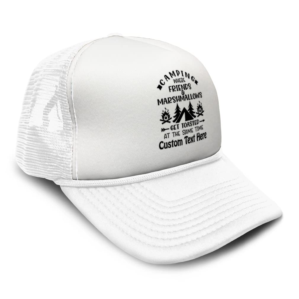 Speedy Pros Adjustable Polyester Trucker Hat - Camping Friends & Marshmallows Design - Perfect for Outdoor Adventures, Hiking, and Summer Festivals
