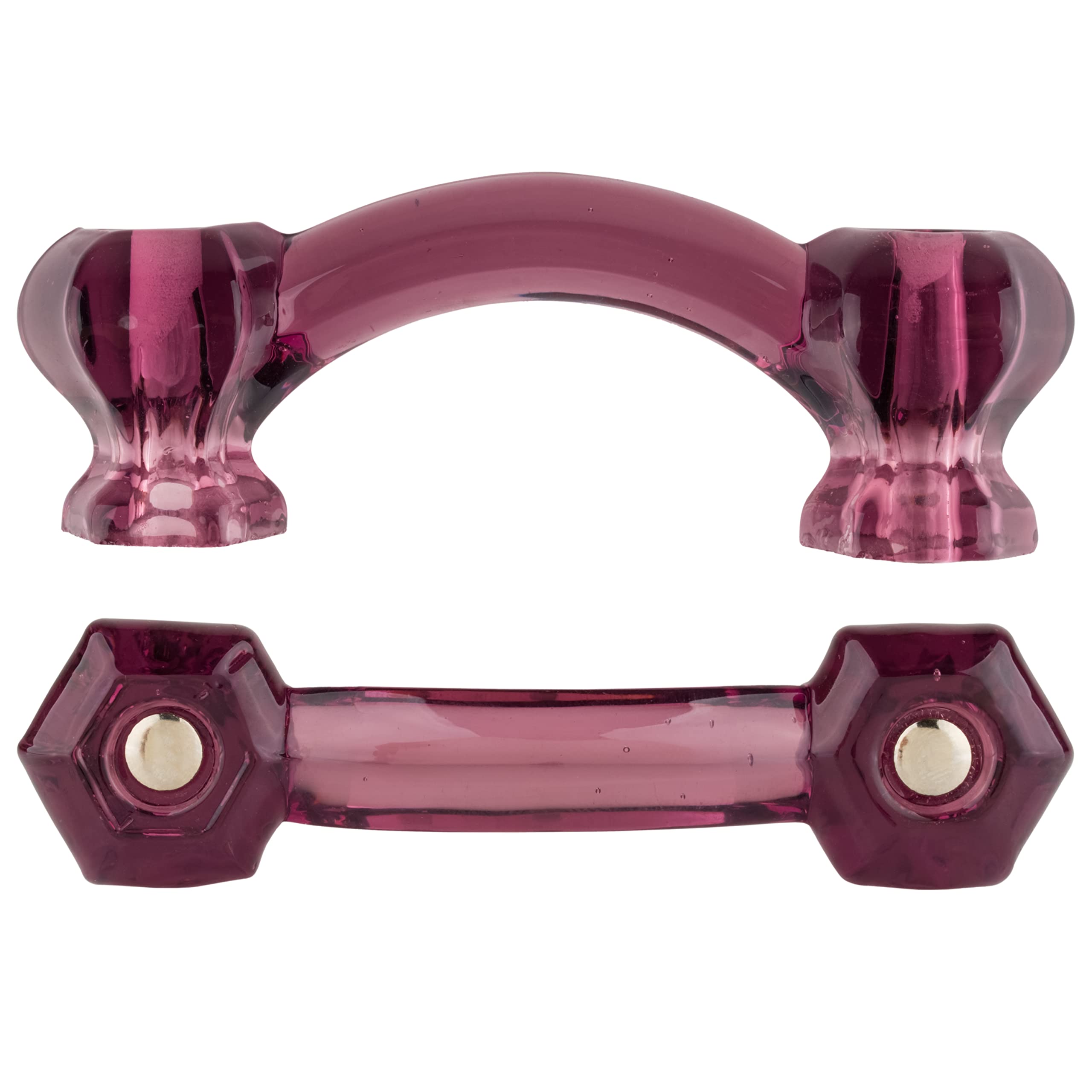 Hexagonal Amethyst Glass Drawer Pulls - 3