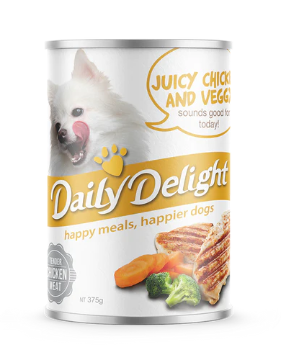 Daily Delight Dog Food - Juicy Chicken & Vegetable Recipe, 375g - High Protein, Grain-Free Wet Food for Small & Medium Dogs - Perfect for Mealtime, Training Rewards & Picky Eaters