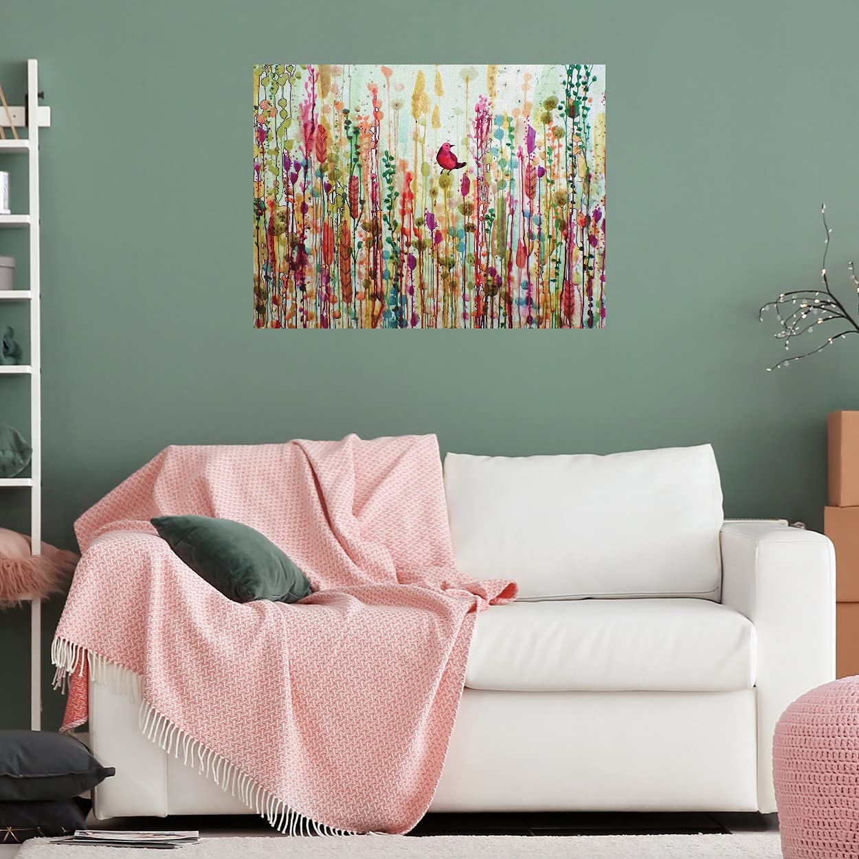 Hand-Painted Esperanto Fine Art Canvas Wall Decor by Sylvie Demers - 32x24 Inch Ready-to-Hang Painting for Living Room, Bedroom, Office & More - Perfect for Home Decor, Housewarming Gifts & Interior Design