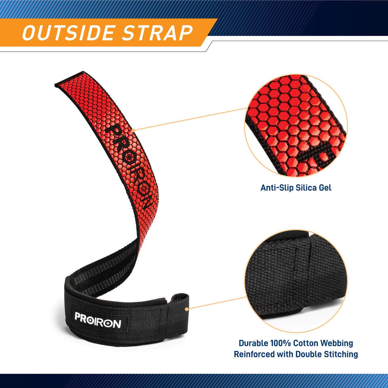 ProIron PRO ZLD01 Weight Lifting Straps - Premium Grip Support for Deadlifts, Pull-ups & Strength Training (Pair) - Gym, CrossFit & Home Workout Essential