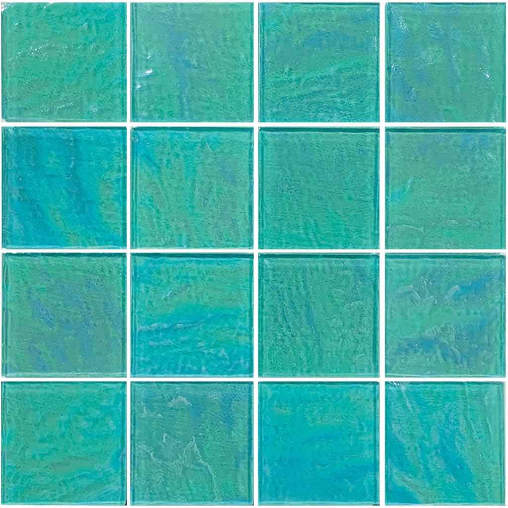 Iridescent Glass Tile Veranda Green 3x3 - Stunning Mosaic Tiles for Kitchen Backsplash, Bathroom Wall, and Outdoor Decor