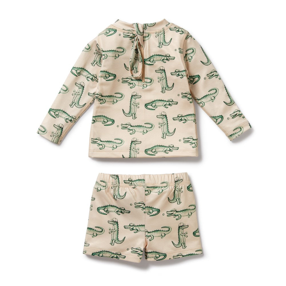 Little Croc Rashie Swim Set for Kids - UV Protection Sun Shirt & Swim Shorts - Perfect for Beach, Pool & Outdoor Water Activities