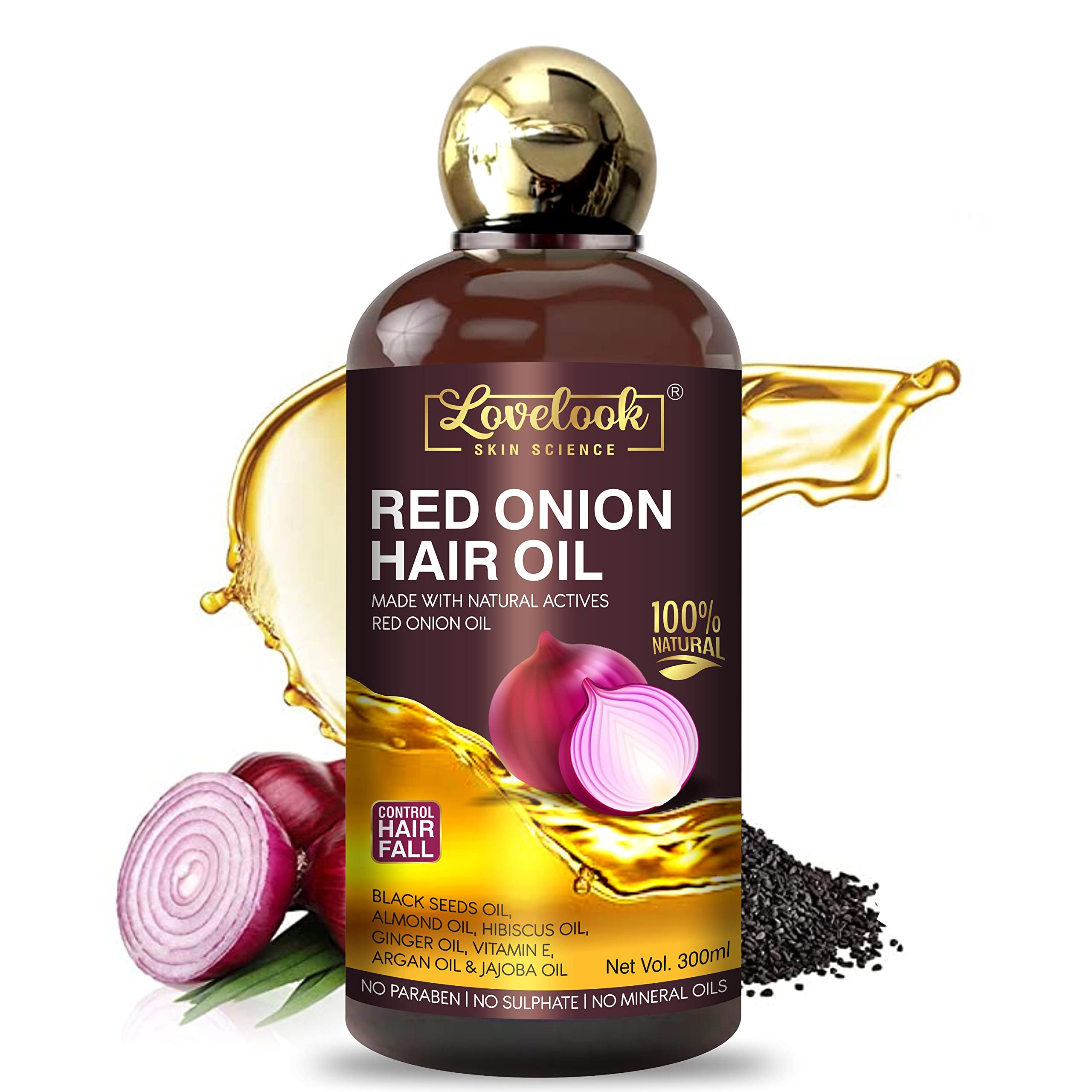 Onion Hair Oil for Growth & Fall Control - 300ml for Stronger Hair