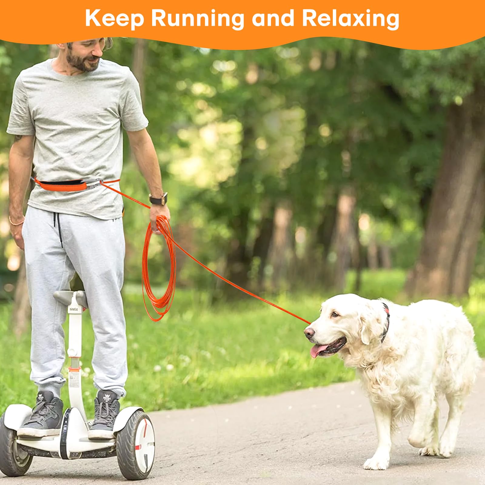 50ft Heavy Duty Chew Proof Dog Leash - Long Tie Out Cable with Carabiner for Medium & Large Dogs | Padded Handle for Comfort | Perfect for Yard Training, Walking & Outdoor Activities
