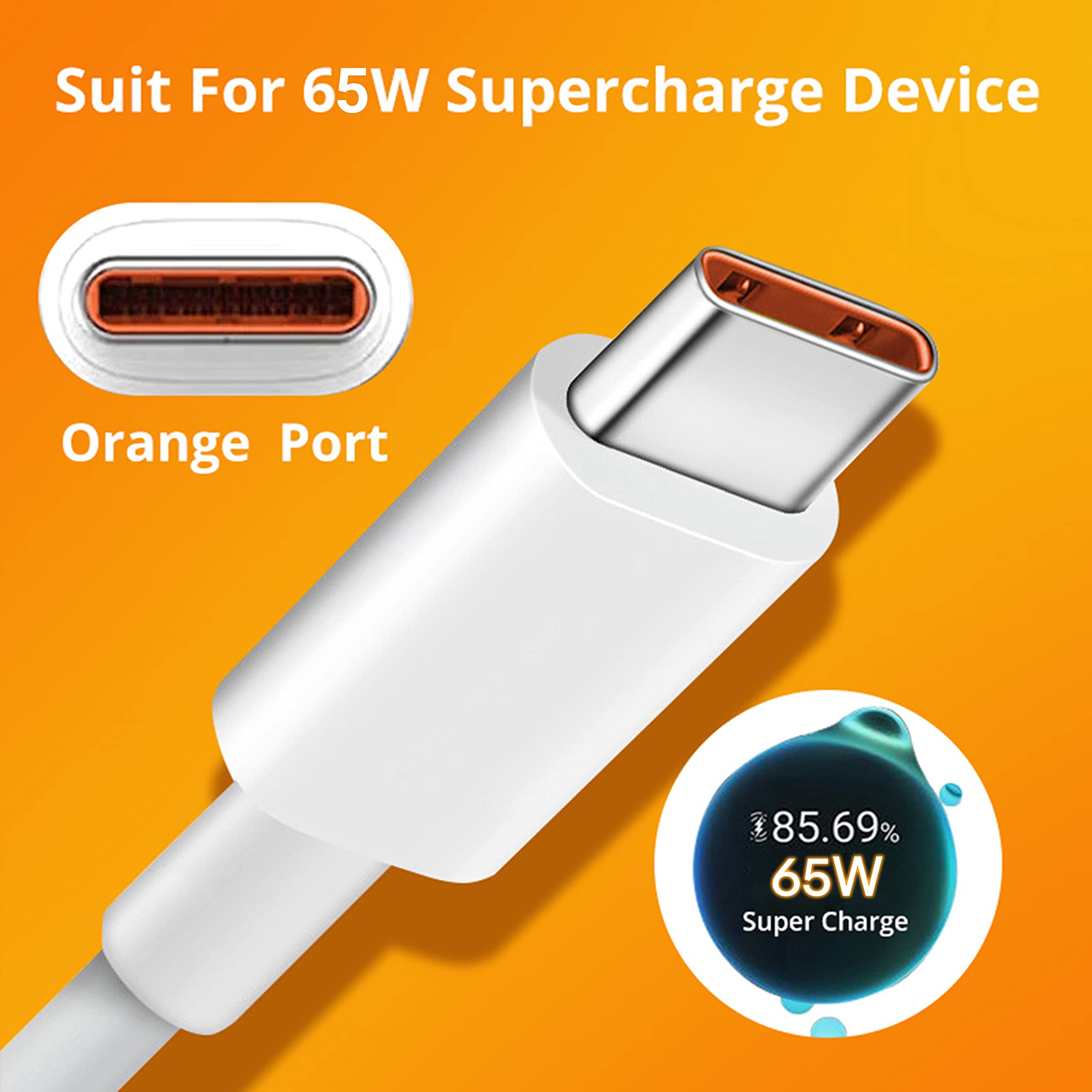65W Super VOOC Fast Charging Cable USB-C to USB-A - Compatible with Realme XT/X2/6 Pro/Narzo 20A & More - High-Speed Data Sync & Quick Charge - Perfect for Travel, Home & Office Use