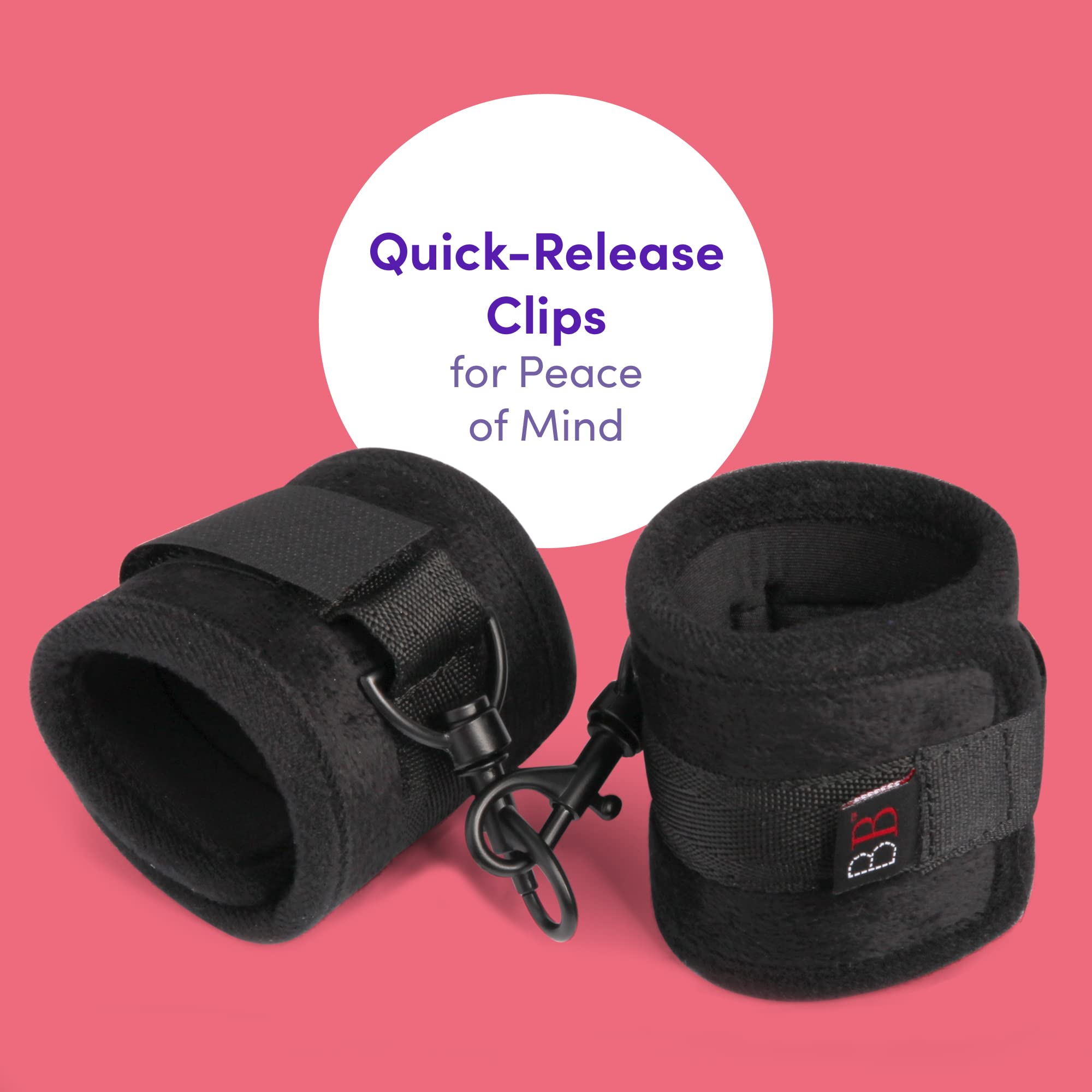 Lovehoney Bondage Boutique Temptation Soft Bondage Kit - Faux Fur Blindfold & Quick Release Handcuffs - 2 Piece BDSM Set for Couples - Black - Perfect for Sensual Play and Beginner Bondage Exploration