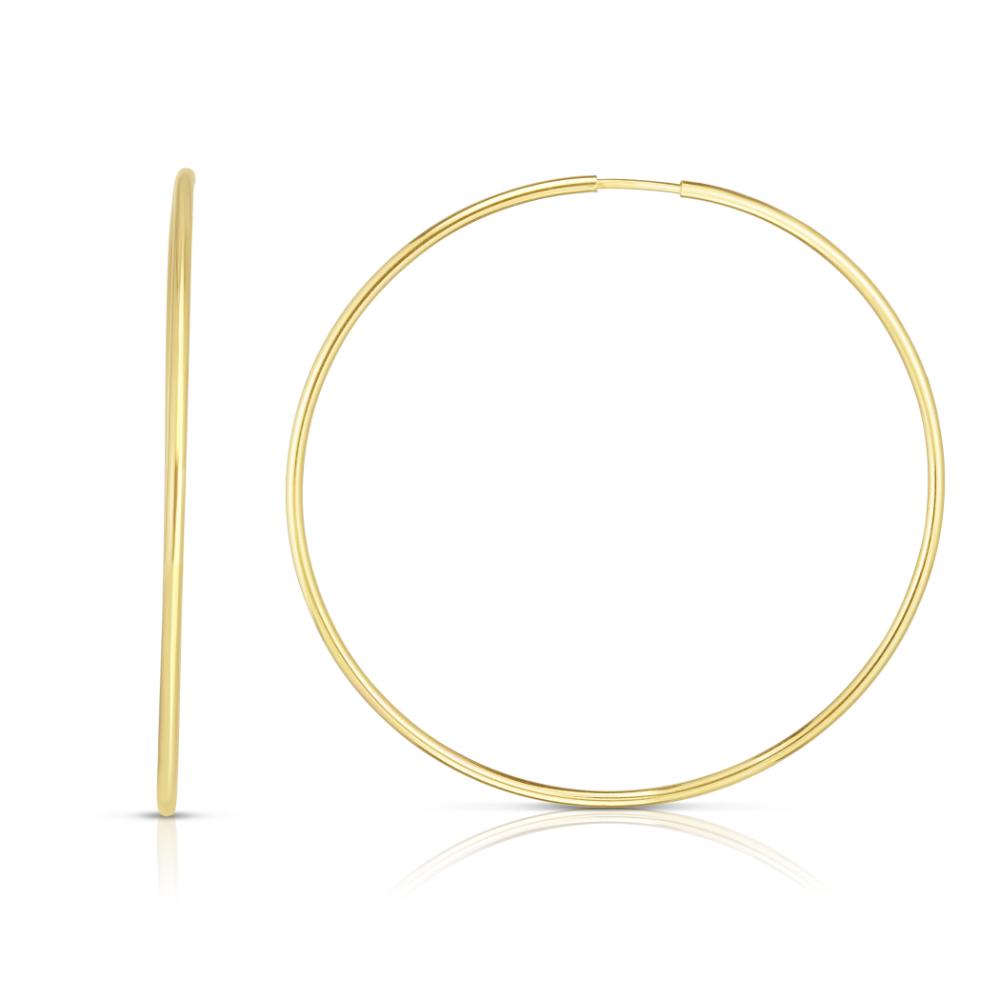 14K Gold 1.2x35mm Polished Endless Hoop Earrings for Women - Perfect for Everyday Wear, Parties & Gifting