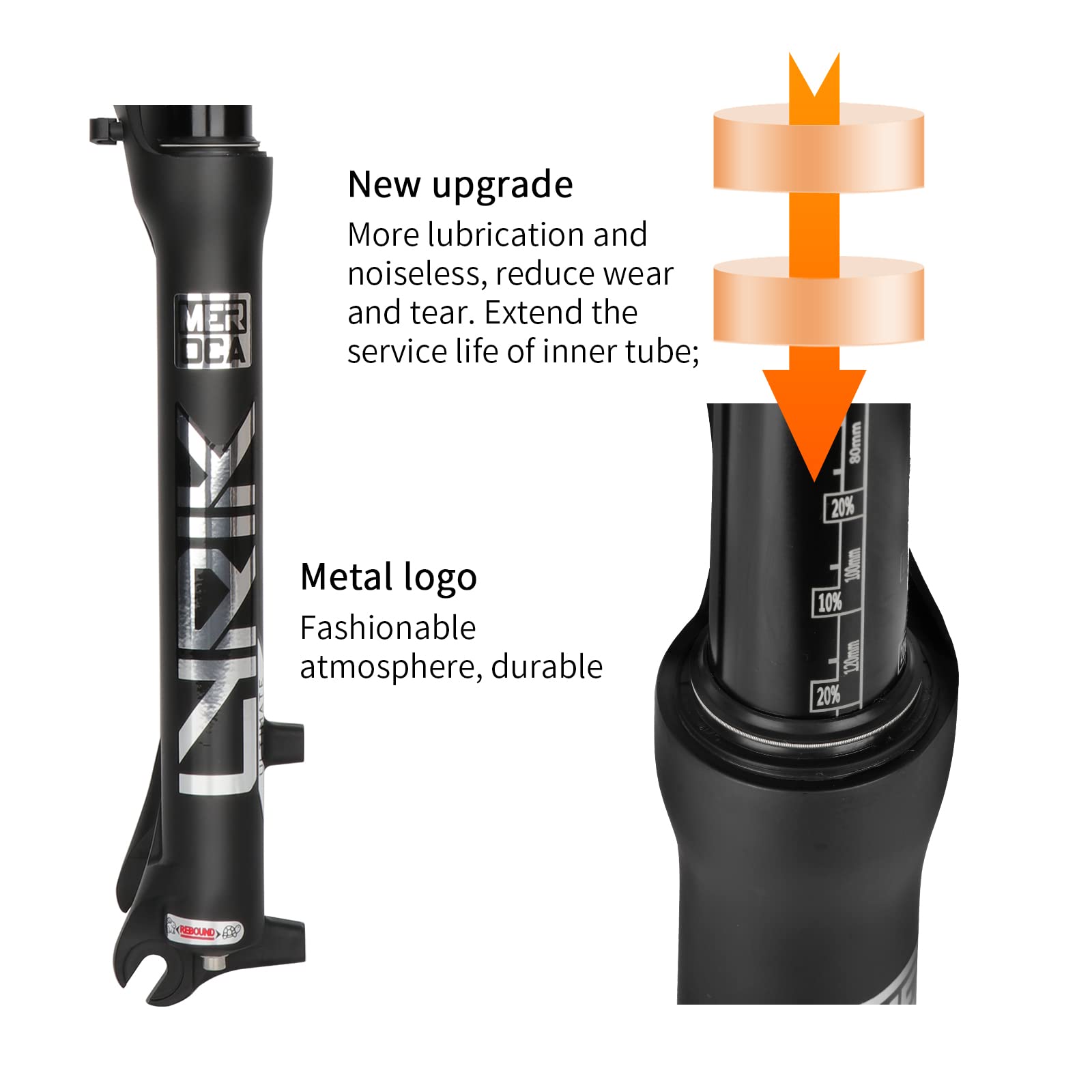 MEROCA Air Suspension Fork for Mountain Bike - 26/27.5/29 Inch Shock Absorber with Disc Brake & Quick Release - Perfect for Trail Riding & Off-Road Cycling