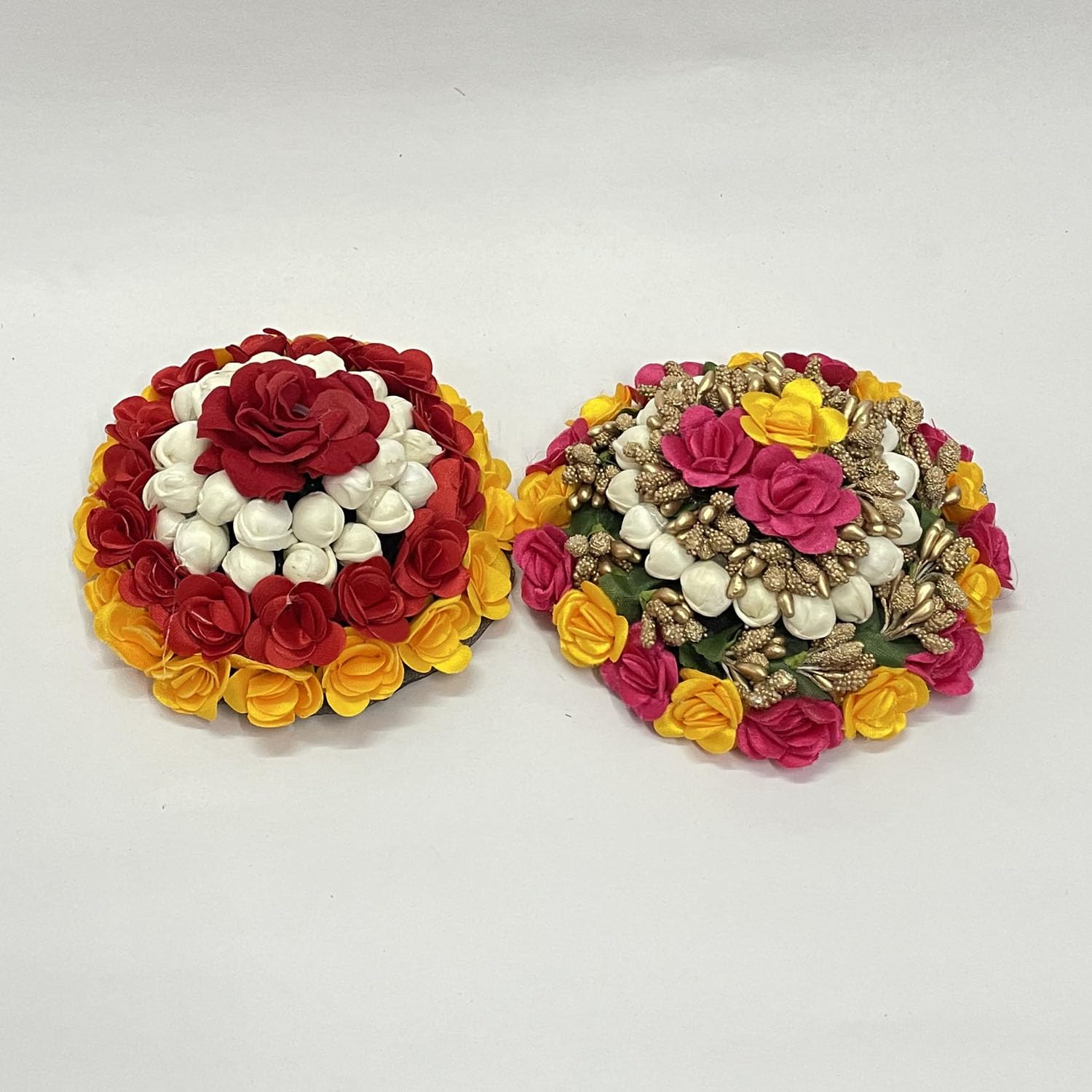 GuruEmbelish 2-Piece Artificial Hair Bun Gajra Flower Bridal Accessories for Women – Perfect for Weddings, Parties & Special Occasions