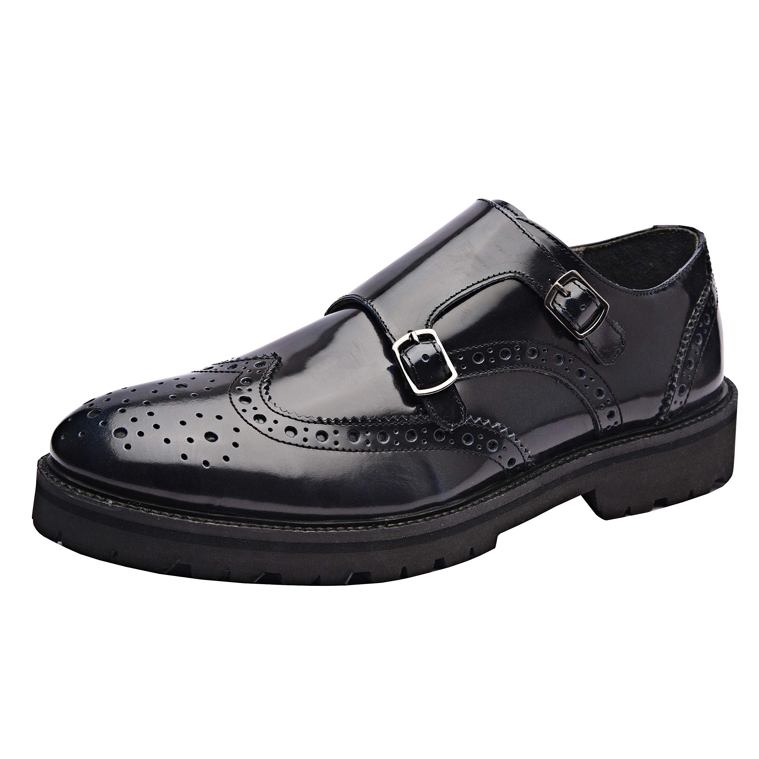 Allonsi Genuine Leather Dress Shoes for Men - Handcrafted Monk Strap Oxford Formal Shoes with Comfortable Durable Sole | Premium Quality Craftsmanship | Perfect for Business, Office Work & Special Occasions