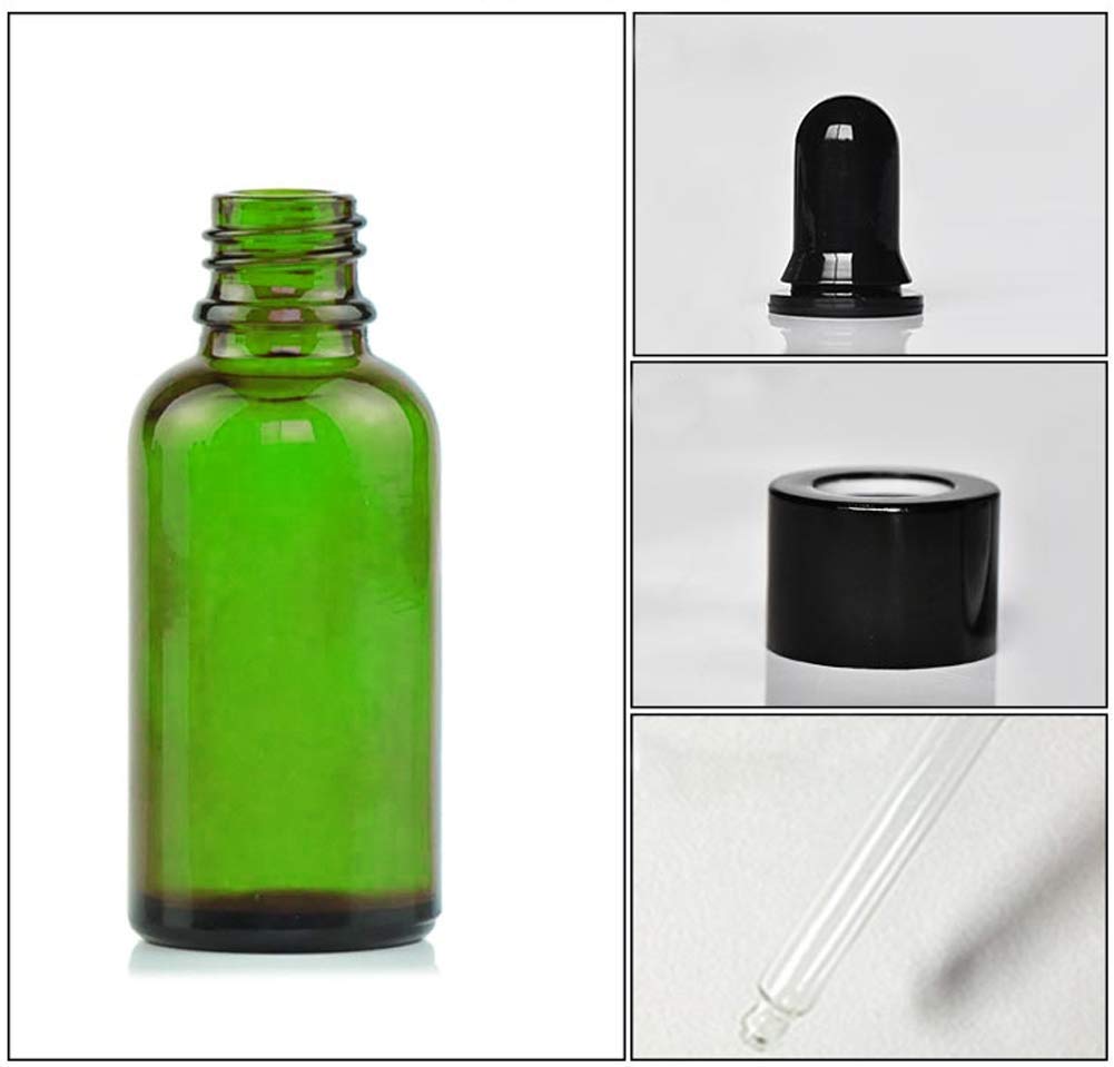 VASANA 6-Pack 15ml Green Glass Essential Oil Bottles with Glass Droppers - Refillable Aromatherapy Perfume Vials for DIY Blends, Travel, Gifts & Home Fragrance Solutions
